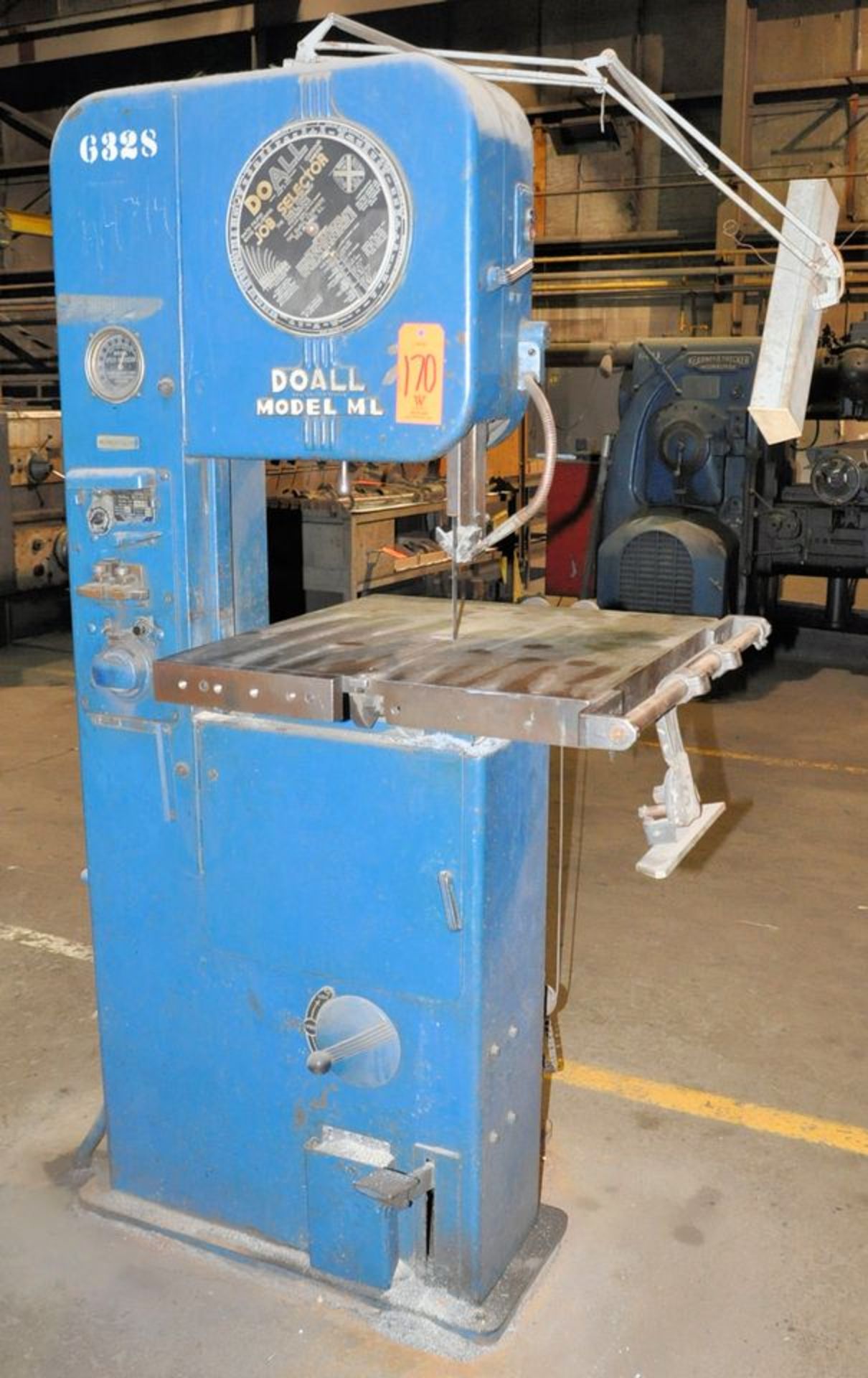 DoAll Model ML, 16" Vertical Contour Metal Cutting Band Saw, S/n 4611530, 24" x 24" Work Surface,