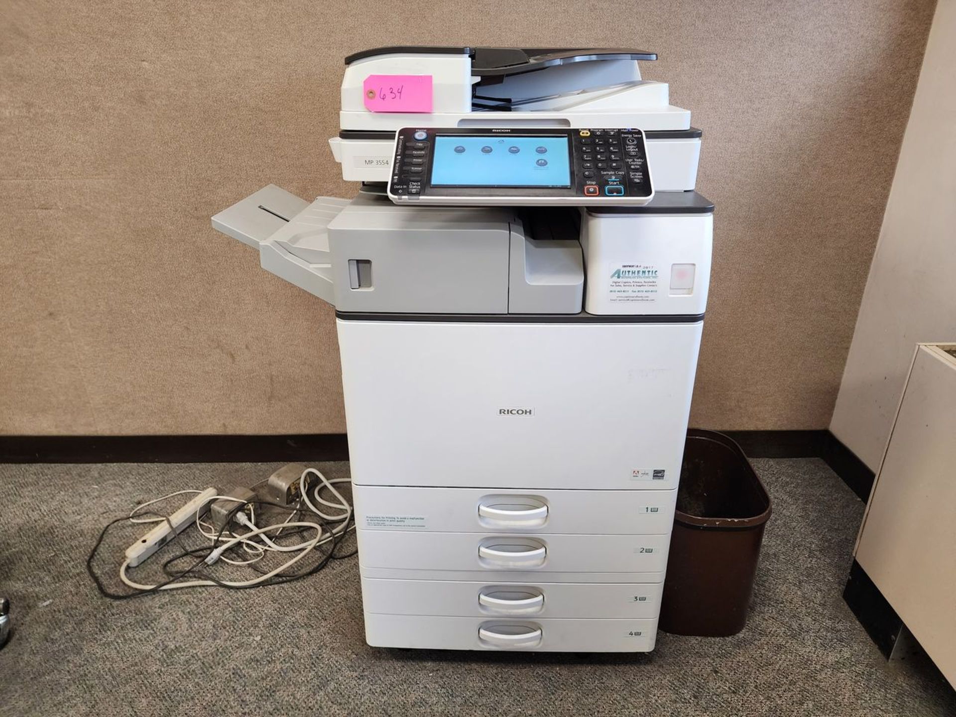 RICOH Model M3554, Black and White Laser Multifunction Print and Copy Machine