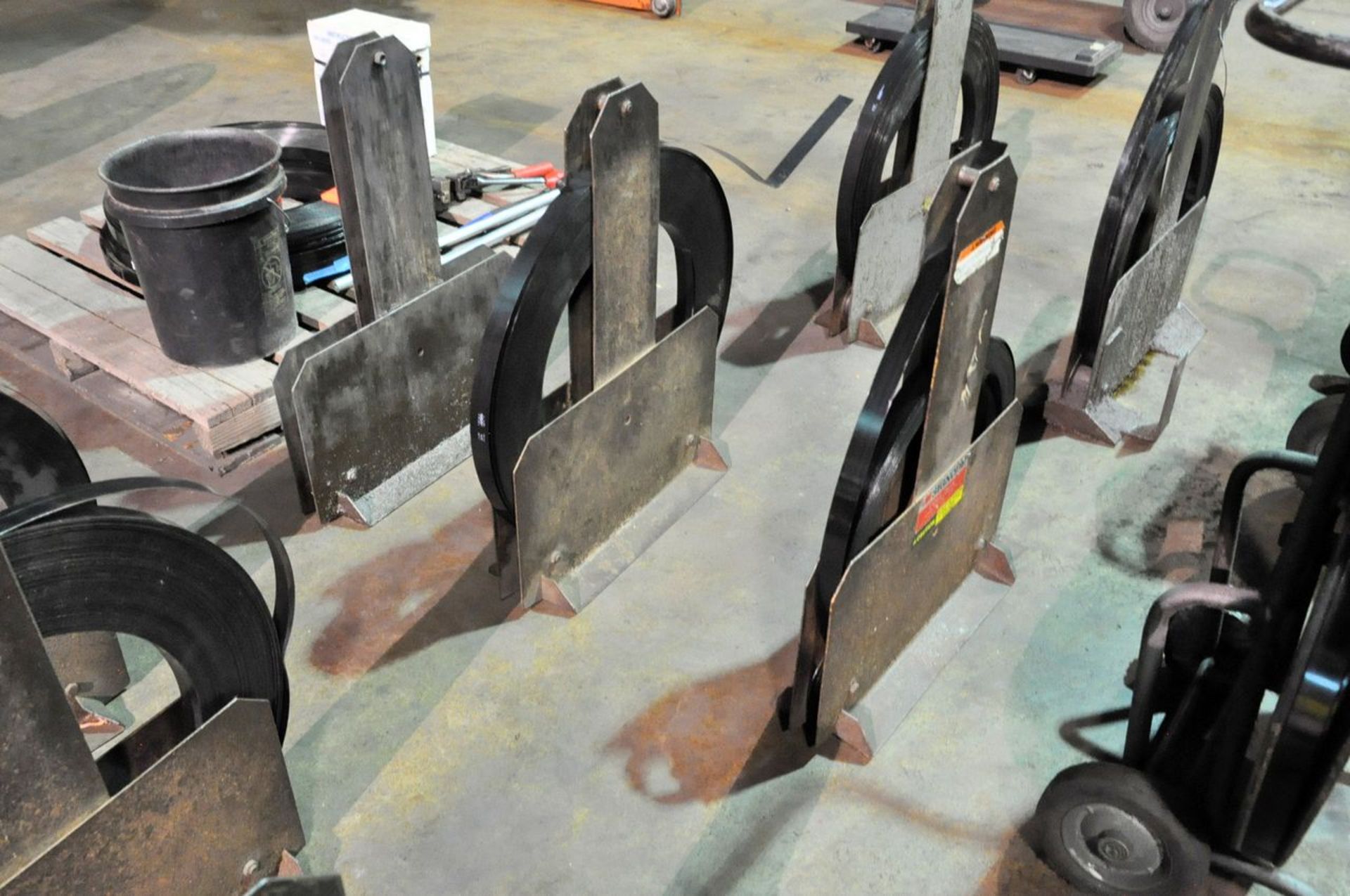 Lot - (2) 1 1/4" Steel Banding Carts with Banding, Tools, Clips and (2) Stand Alone Banding Stands - Image 3 of 3