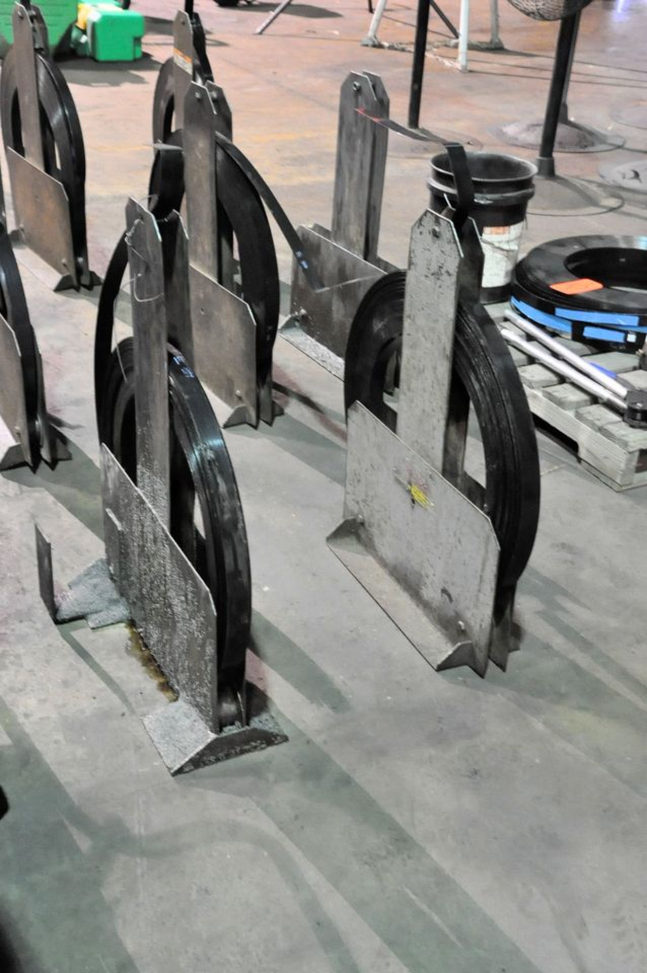 Lot - (2) 1 1/4" Steel Banding Carts with Banding, Tools, Clips and (2) Stand Alone Banding Stands - Image 2 of 2