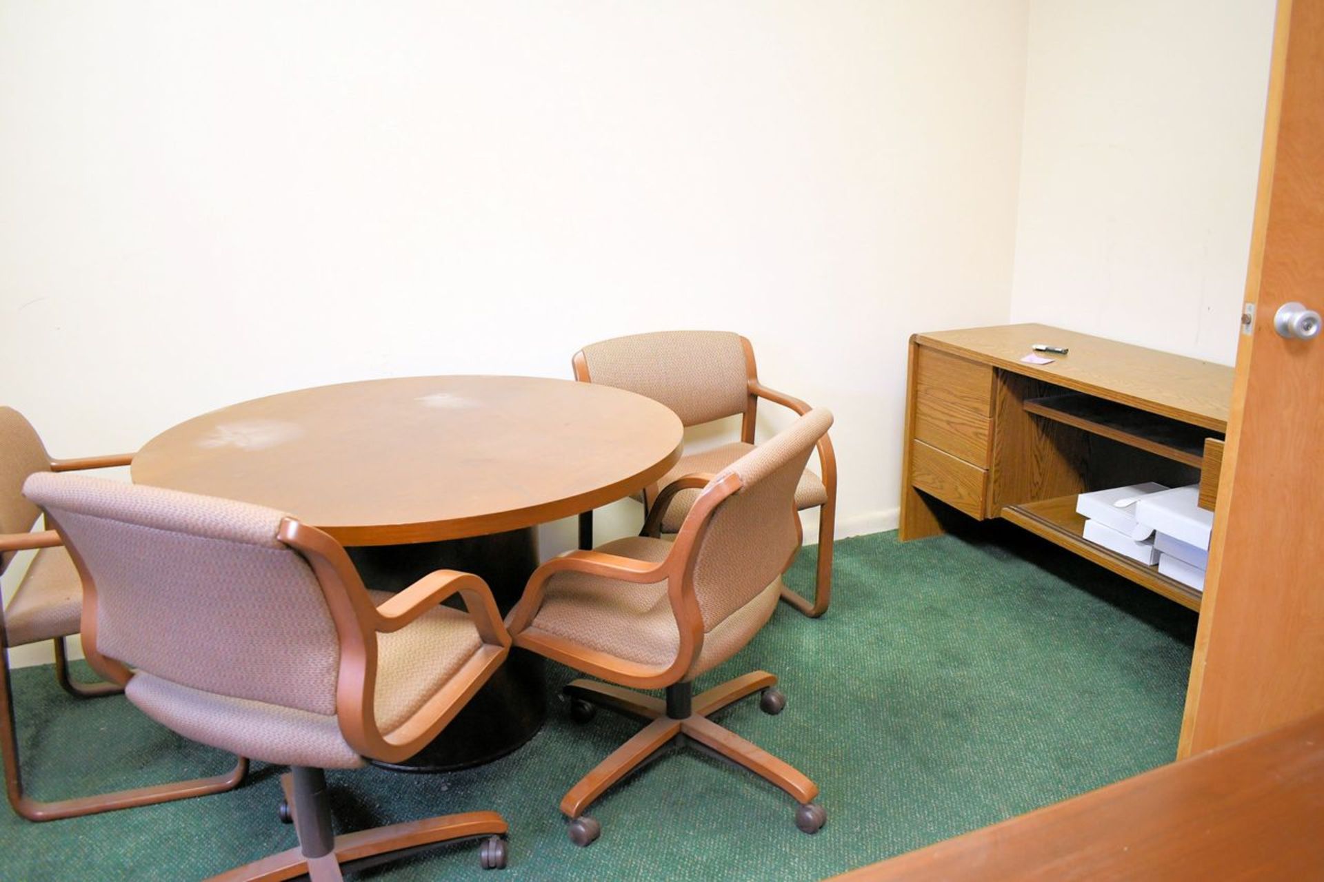 Lot - (2) Desk, (1) Table, (4) Chairs, (1) Credenza and (2) File Cabinets in (1) Office, (Front - Image 2 of 2