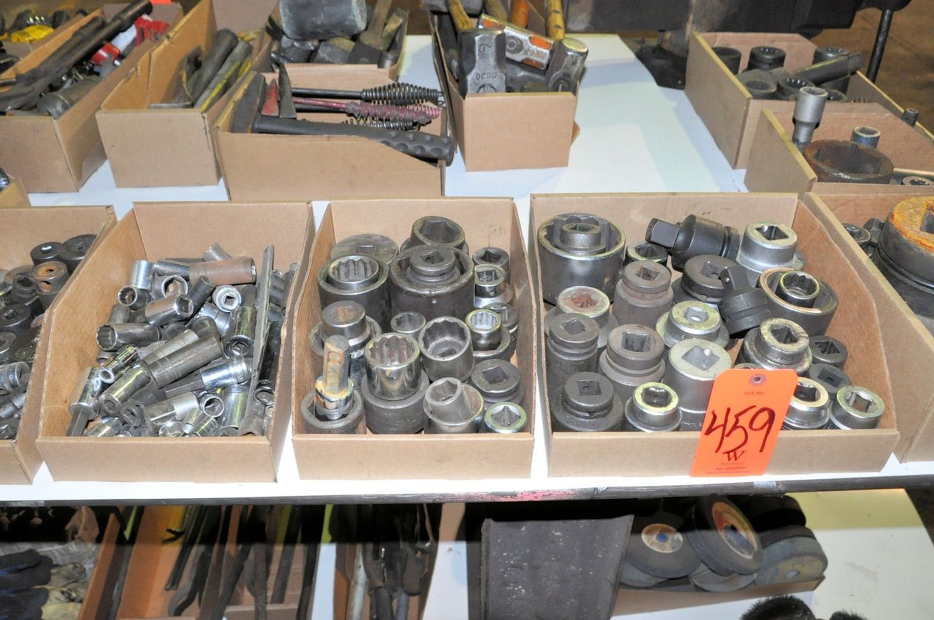 Lot - 3/4", 1/2", 3/8" and 1/4" Drive Sockets and Ratchets in (5) Boxes, (Machine Shop)
