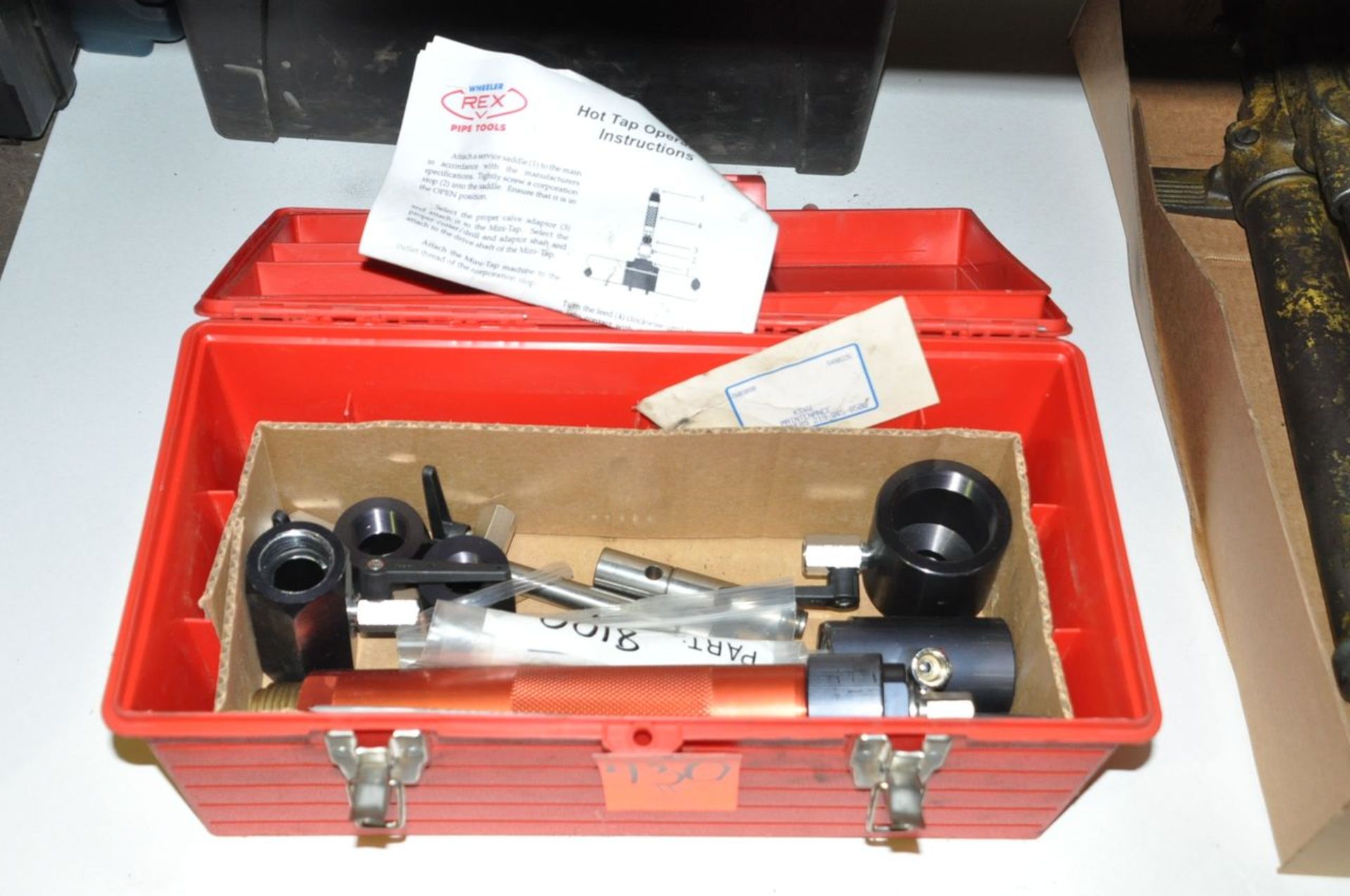 Rex Hot Tap Pipe Tool with Case Under (1) Table, (Machine Shop)