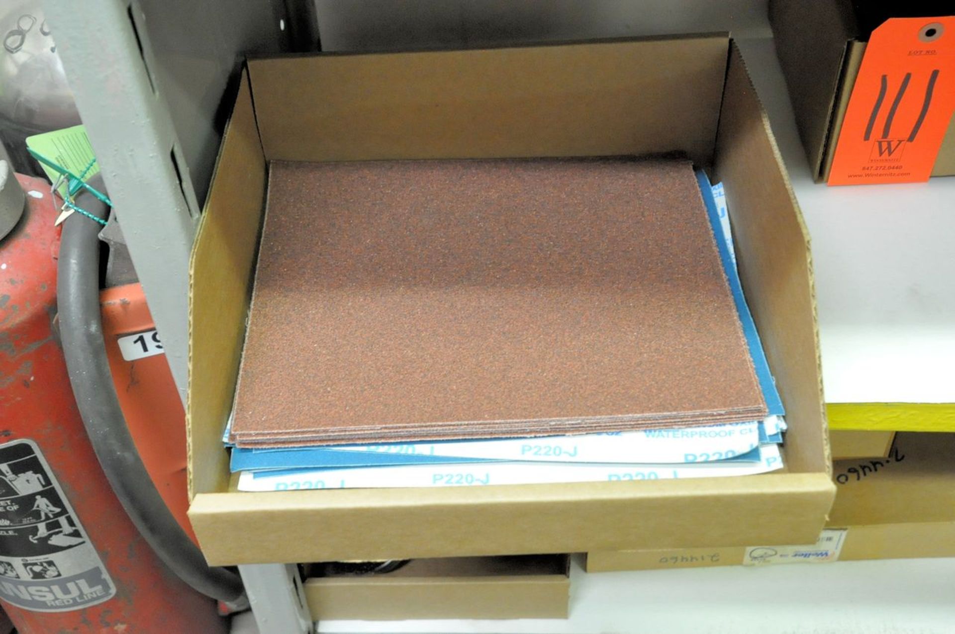 Lot - Various Sandpaper, Sanding Belts, and Wire Wheels in (3) Boxes on (2) Shelves, (Storeroom) - Image 3 of 5