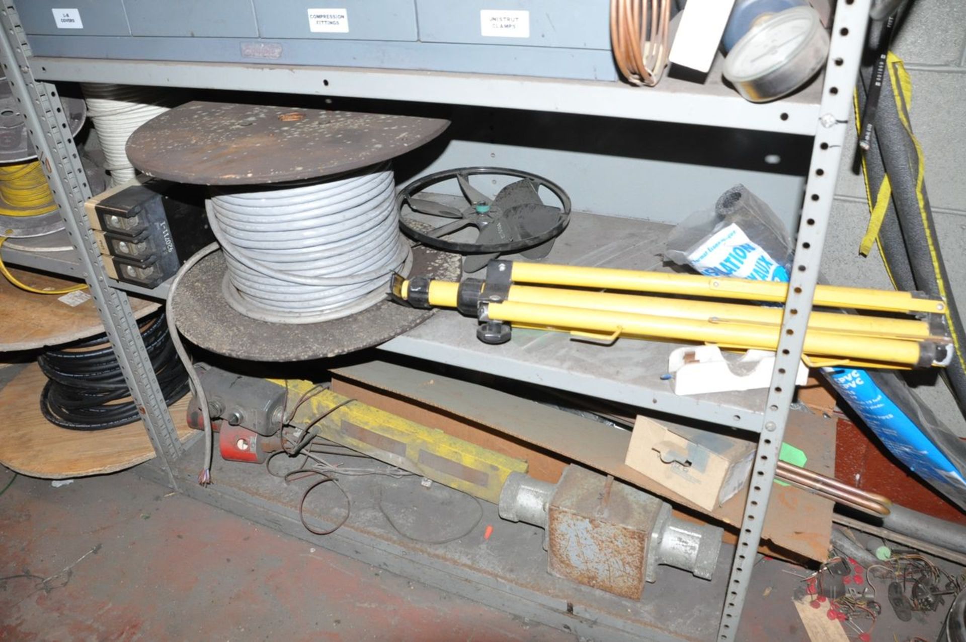Lot - Electrical Work Boxes, Wire Spools, Various Electrical Components, Shelving, Harnesses and - Image 7 of 13