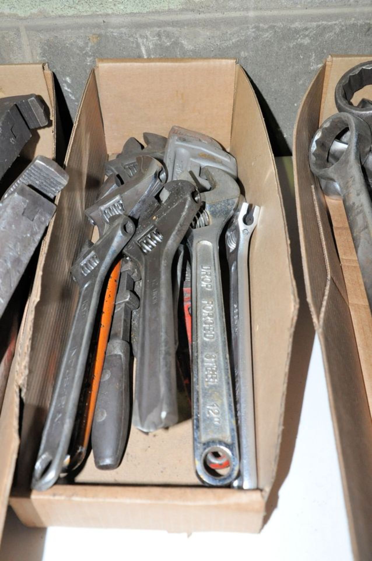 Lot - Pipe Wrenches and Adjustable Wrenches in (2) Boxes, (Machine Shop) - Image 2 of 2