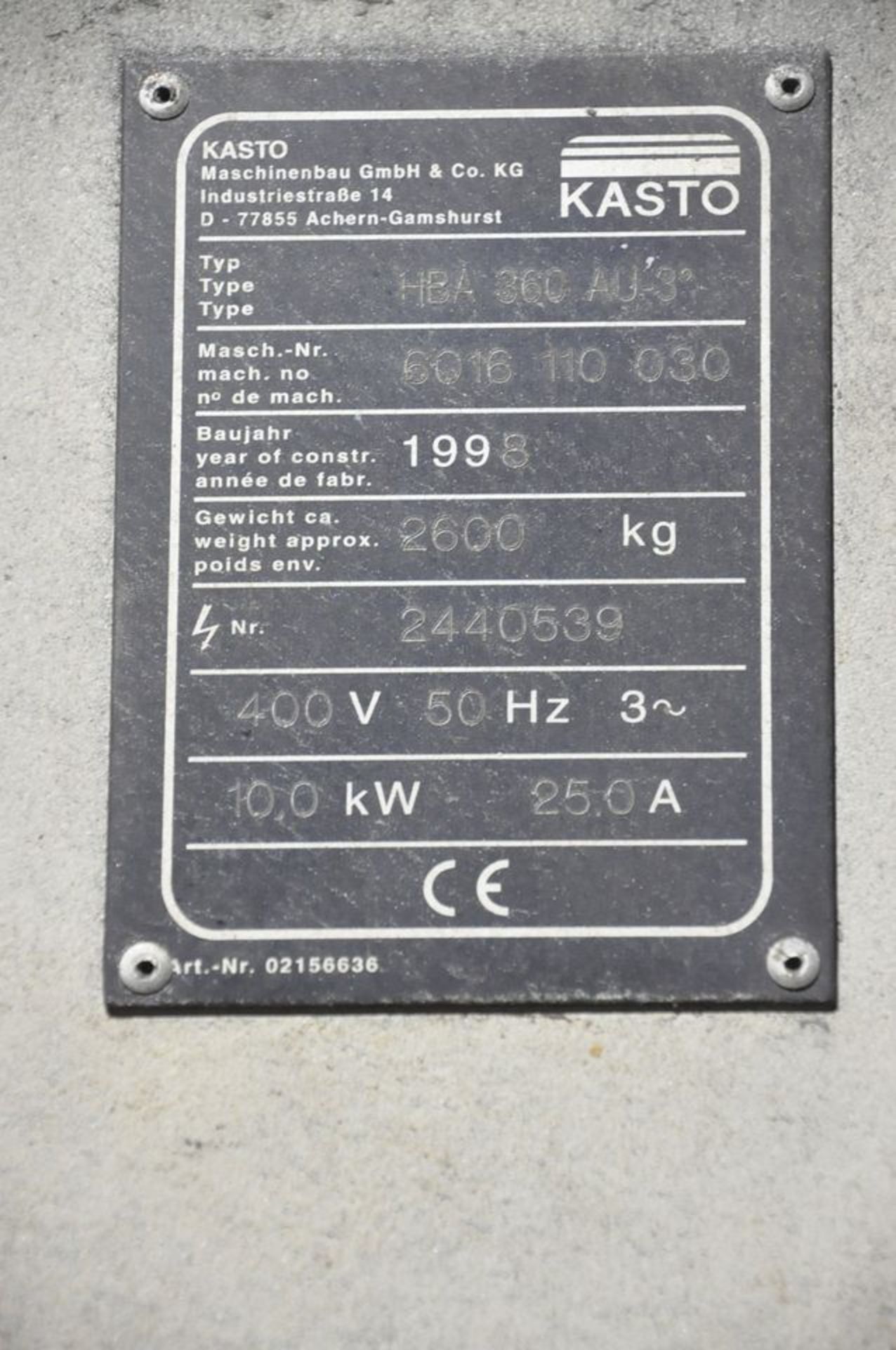 Kasto HBA 360 AU, 10" x 14" Horizontal 2-Post Horizontal Metal Cutting Band Saw, S/n N/a, with 20" x - Image 10 of 10