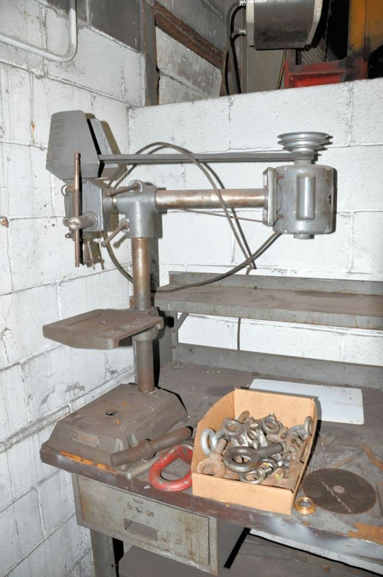 Lot - Rockwell/Delta Bench Top Drill Press with Bench and Storage Cabinet with Contents, (Mill Annex - Image 6 of 6