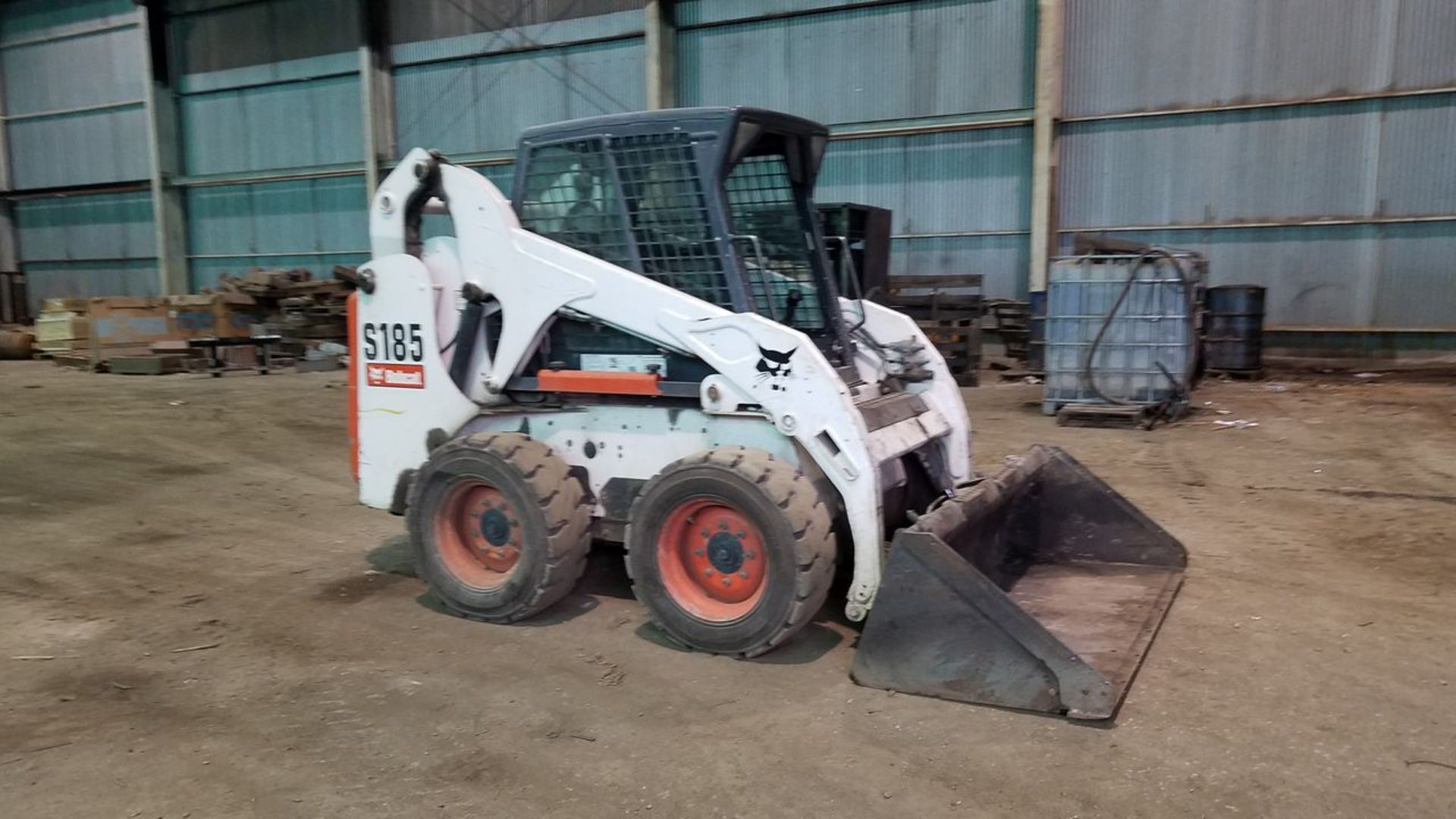 Bobcat Model S185 Skid Steer Loader, PIN: 530317251; with Express Steel XP30 96 in. Snow Pusher