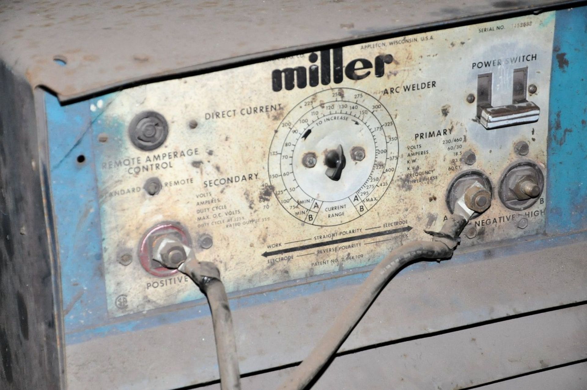 Miller SRH-333, 300-Amp Capacity DC Arc Welding Power Source, S/n 1452638, (Rolls Tool Room) - Image 2 of 3