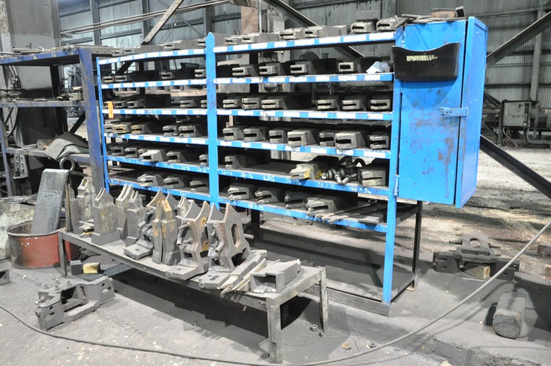 Lot - Various Roll Stand Repair on (1) Blue Shelving Unit and (1) Stand, (Mill Bldg North End)