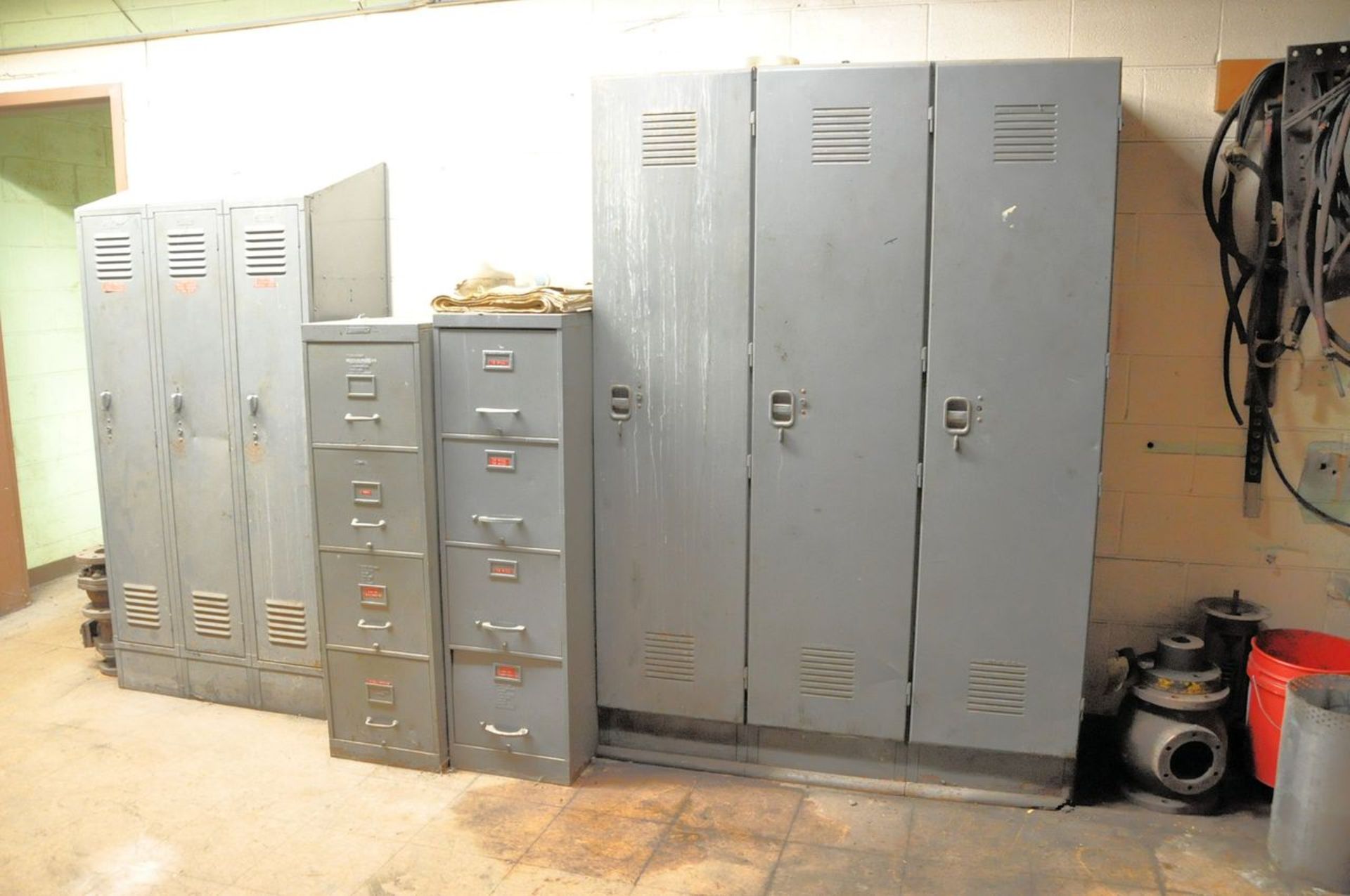 Lot - Various Machine Parts, Lockers, File Cabinets, Blueprint Cabinet in (1) Office, (No Files, - Image 4 of 10