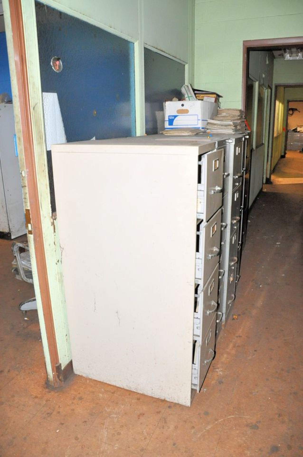 Lot - Drawing Tables, Copy Machine, File Cabinets, Desks, Chairs, Refrigerator and Microwave in ( - Image 4 of 8