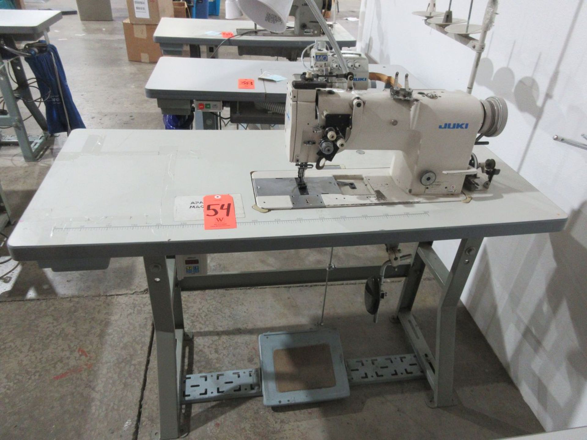 Juki Model LH-1182 Double Needle Lockstitch Sewing Machine, S/N: LHOWL04801; Gauge F, Back Tack,
