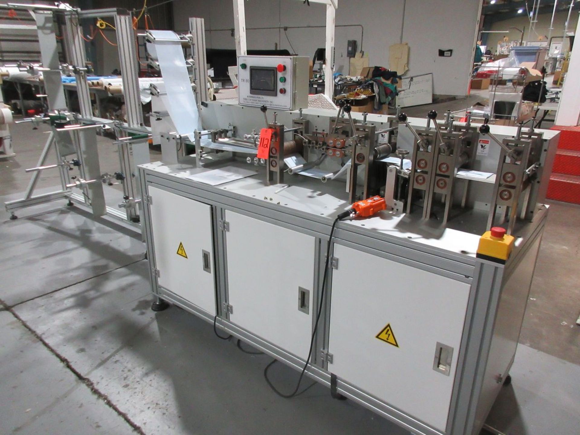 Top Rank Machinery Model TR-90 Blank Mask Making Machine; with Material Stand, 10 in. x 76 in. (