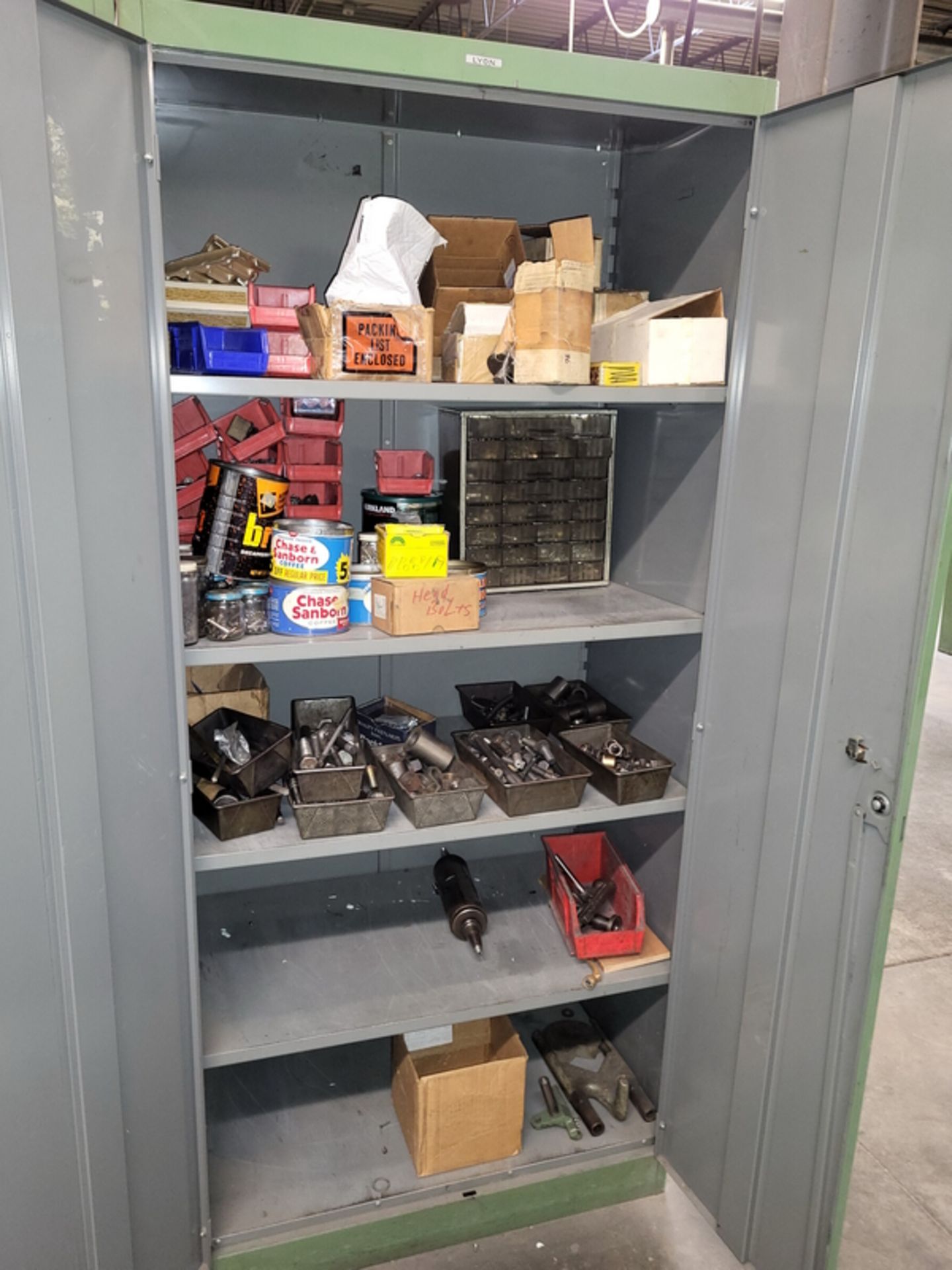 2-Door Supply Cabinet & Contents; with Assorted Hardware