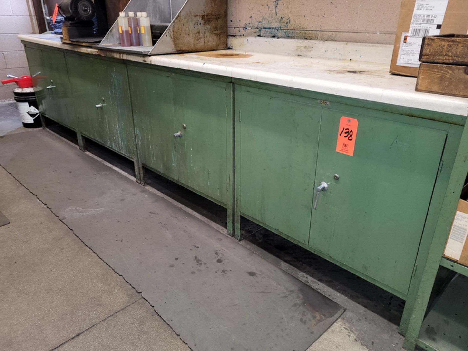 Lot - (4) Shop Cabinets; Empty with Common Formica Top