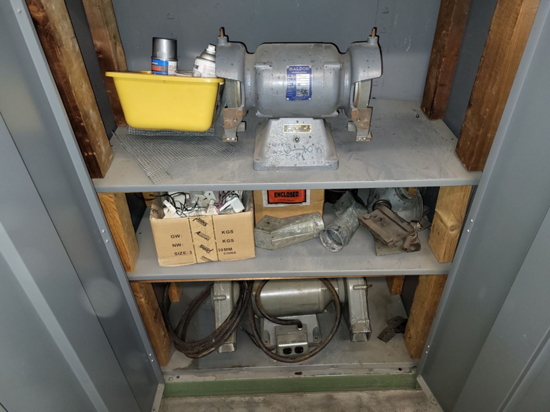 2-Door Supply Cabinet & Contents; with Grinder Parts & Hardware - Image 2 of 3