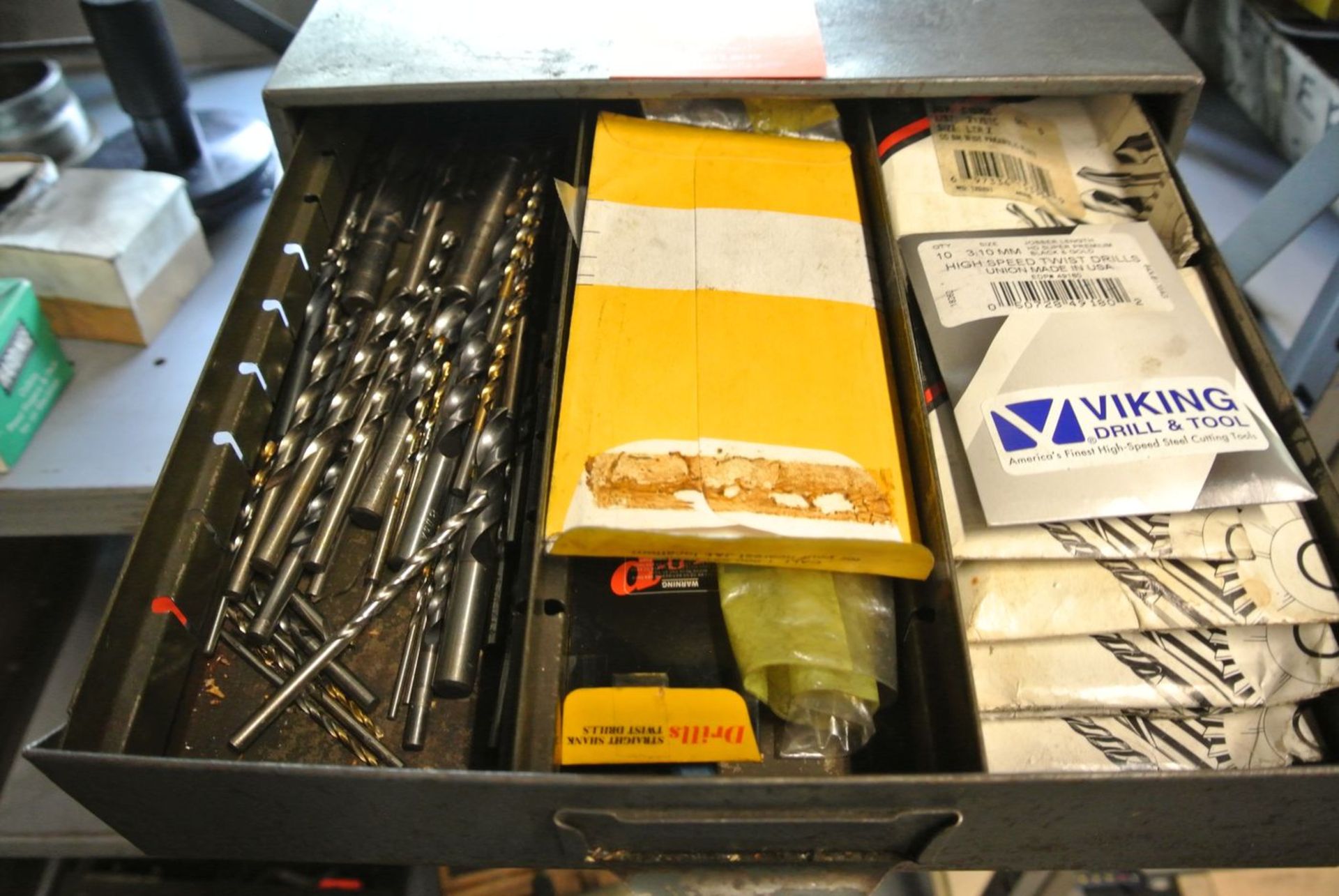 Lot - 3-Drawer Table-Top Drill Bit Cabinet; with Various End Mills, Assorted Carbide Tools, Drill - Image 2 of 4