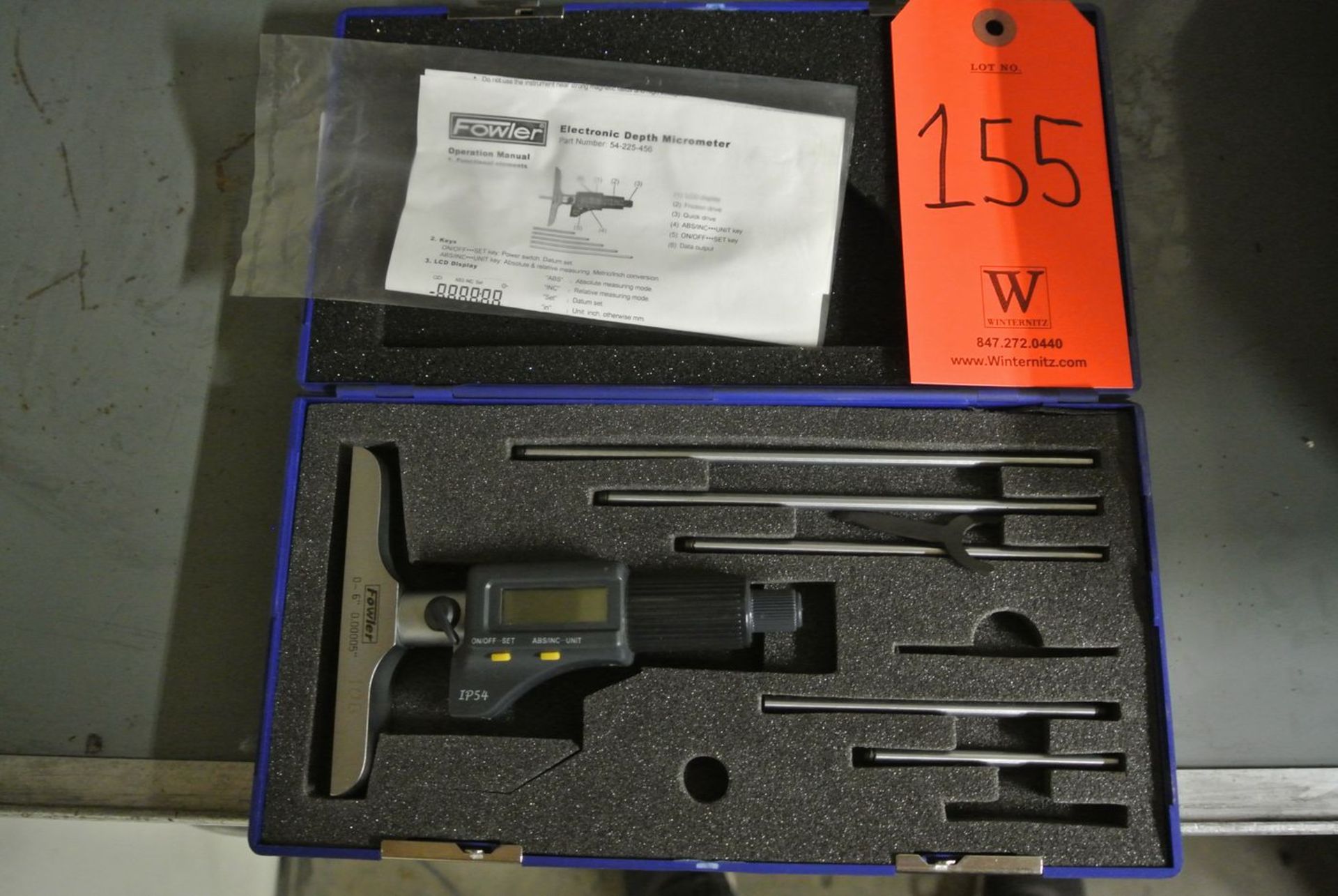 Fowler IP54 Electronic Depth Micrometer; 0-6", 0.00005, with Case