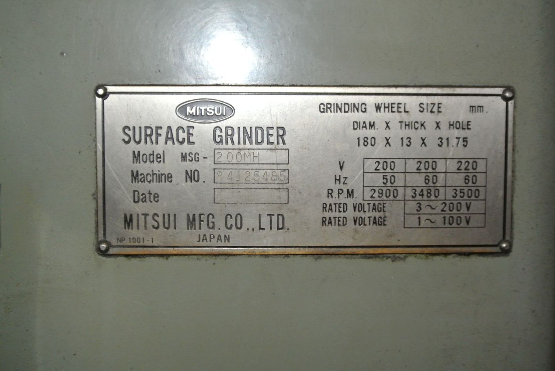 Mitsui (MHT) 6 in. x 12 in. Model MSG-200MH Surface Grinder, S/N: 84125485; with Sony Magnescale - Image 6 of 6