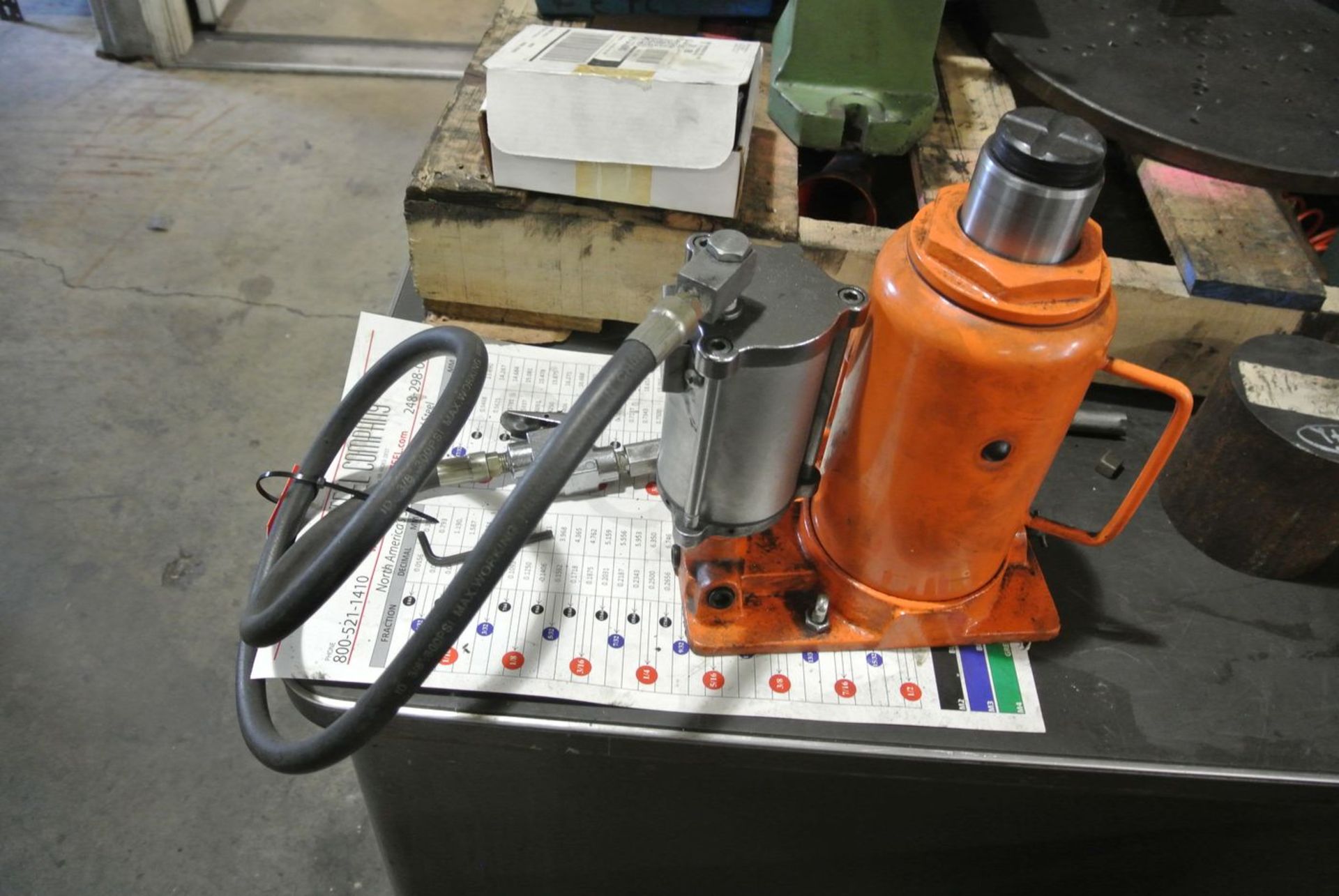 Control Hydraulics 20-Ton Air/Over Hydraulic Jack; with 10-1/4 in. to 20 in. Height Range, 110 to