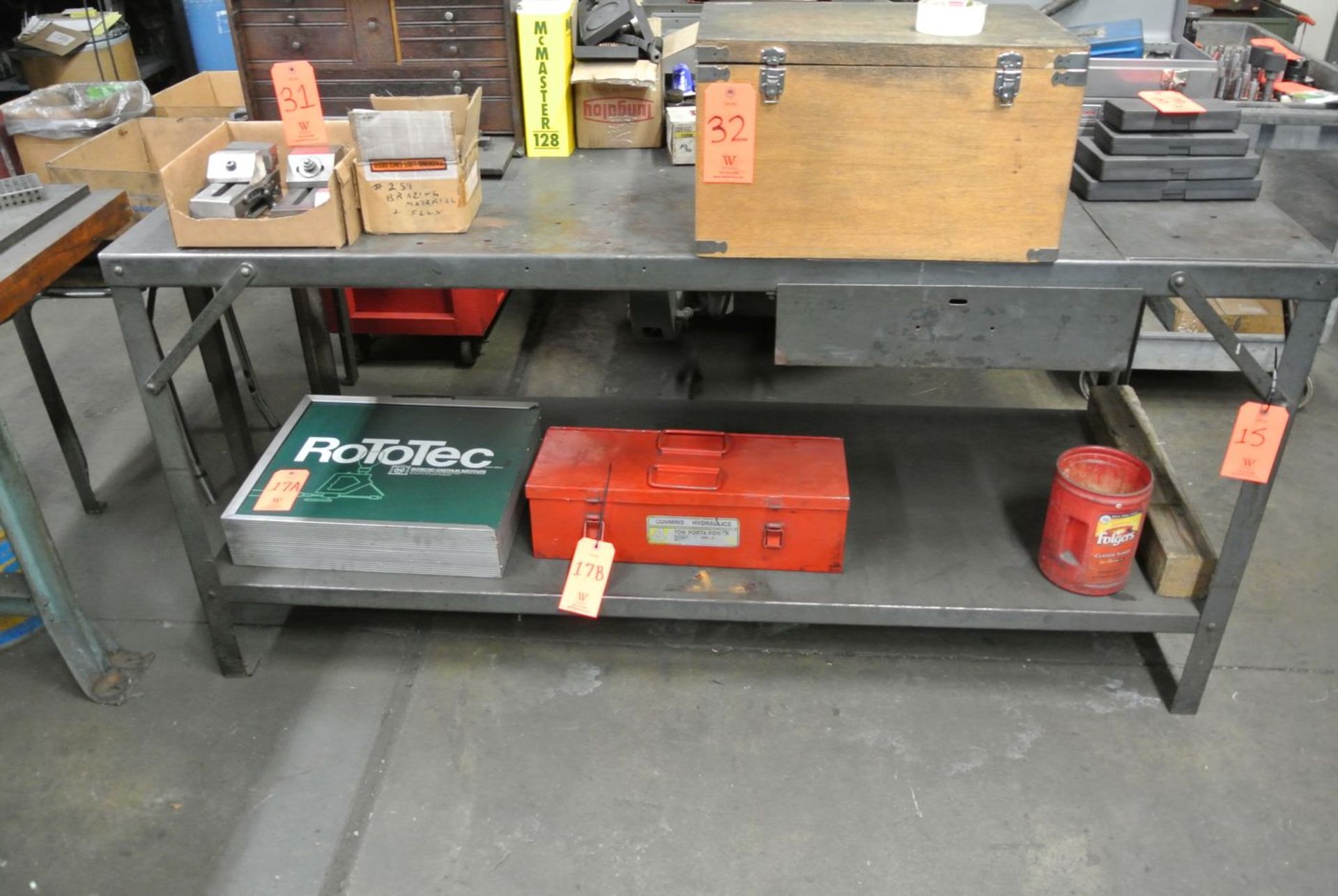 Lot - Maple Top Work Bench, and Steel Work Bench (No Contents)