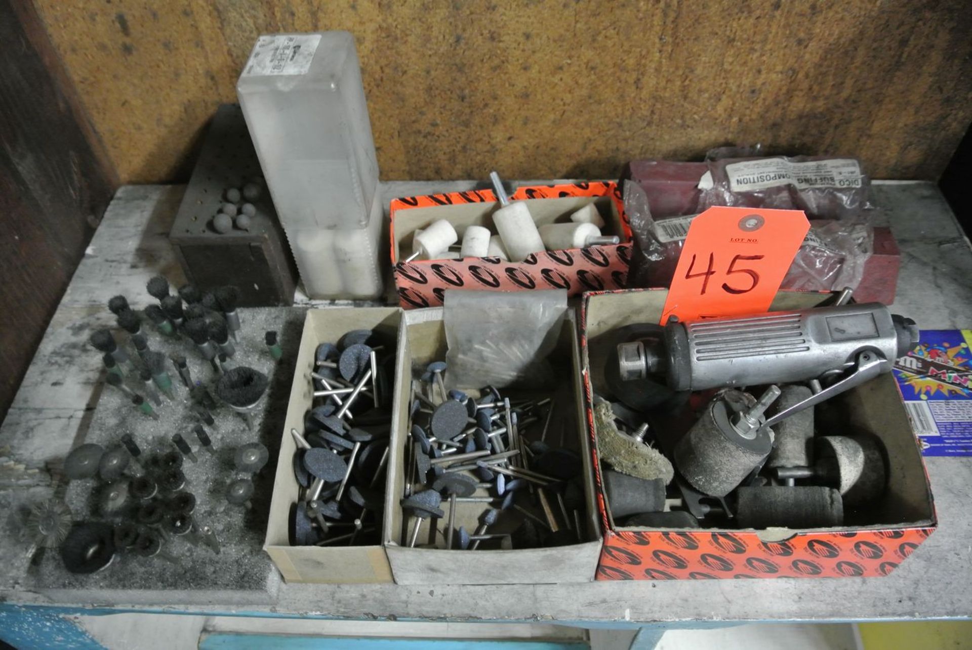Lot - Pneumatic Hand Grinder; with Assorted Grinding Stones, Tool Holders, Bobs and Brushes, Etc.