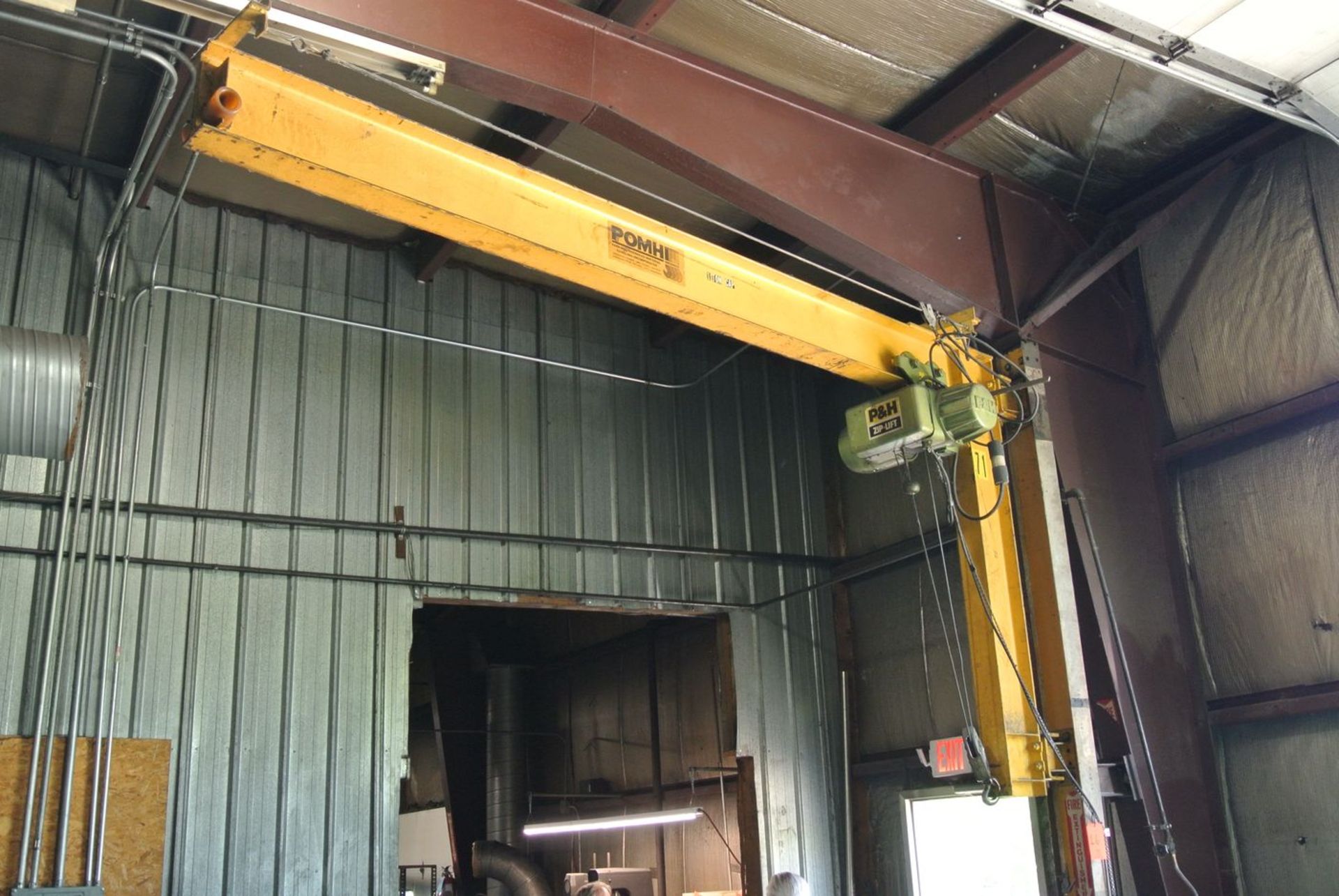 POMHI (Parkhill Overhead Material Handling Inc.) 1-Ton Post Mounted Jib Crane; with P & H Zip-Lift