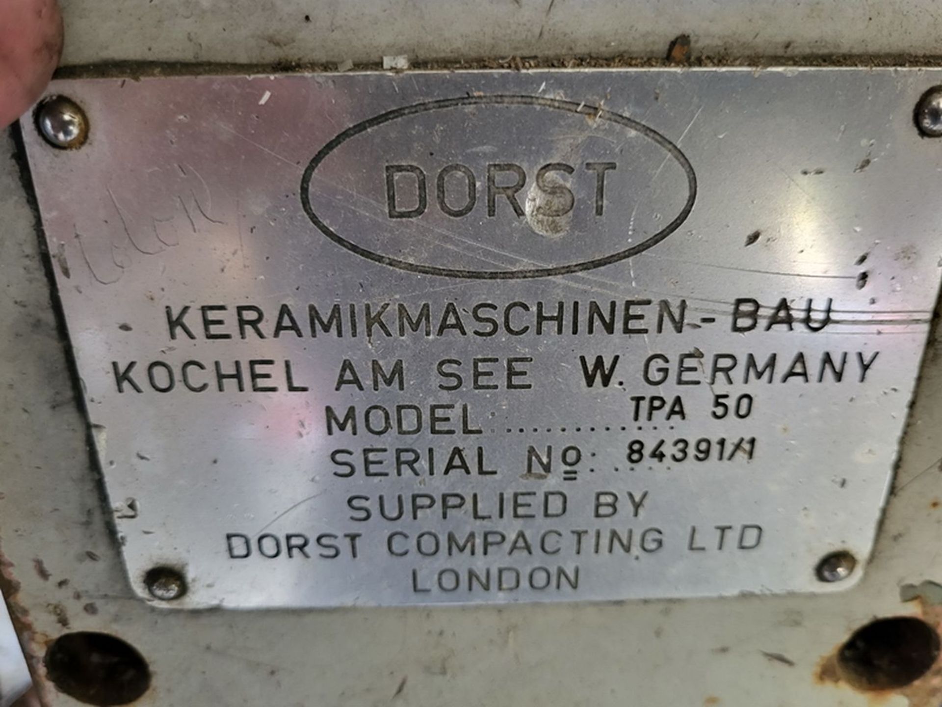 Dorst TPA-50, 50-Ton Powder Compacting Press, SN: 84391/1 (Parts Machine) - Image 5 of 5