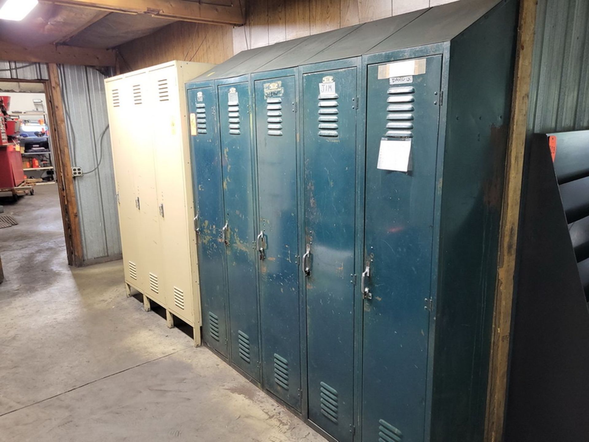 Lot - (2) Assorted Locker Units, 8 Total Locker Doors
