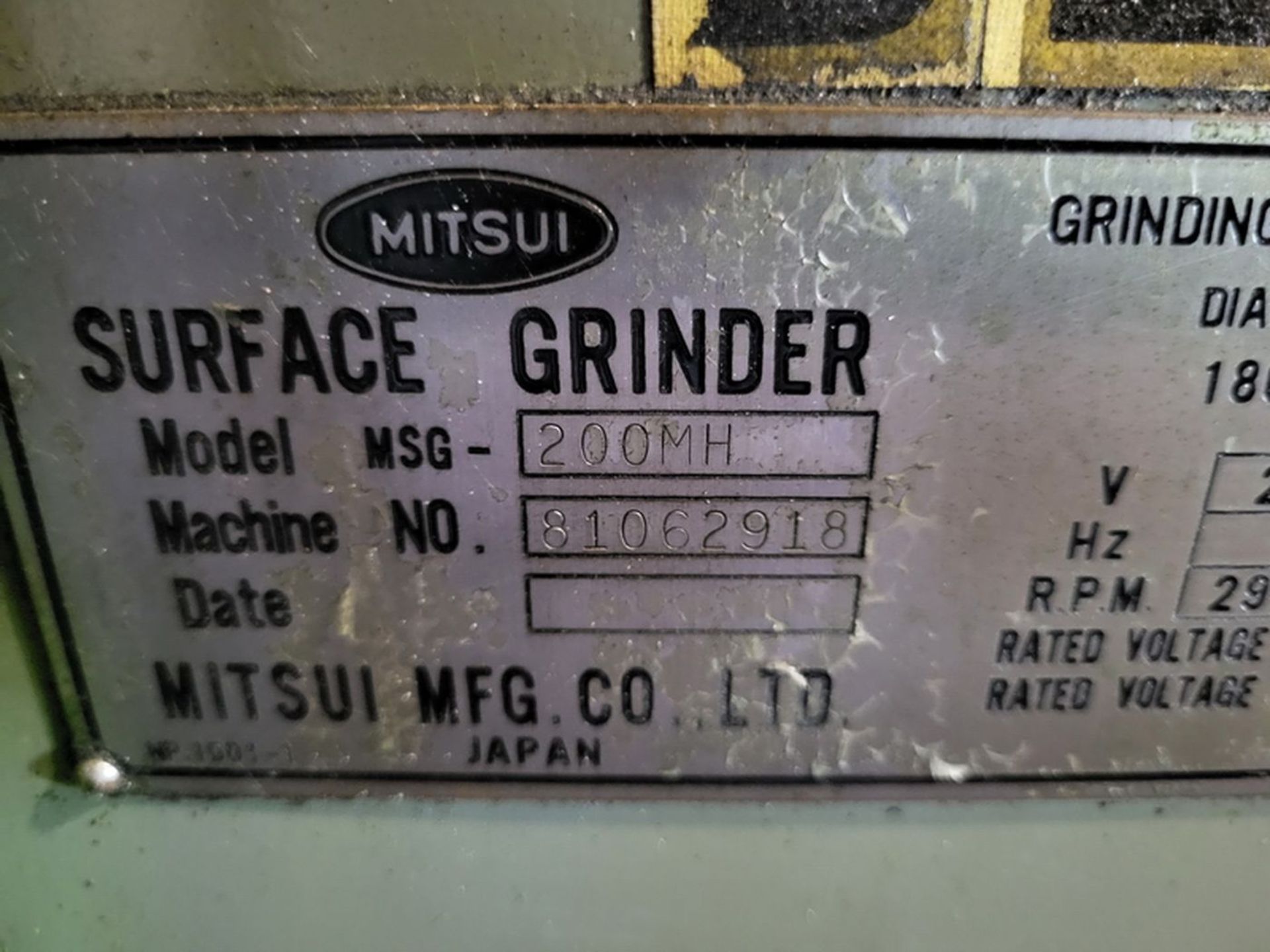 Mitsui Model 200MH, Surface Grinder, SN: 81062918, with High Speed Head Modification, Head Frequency - Image 9 of 9