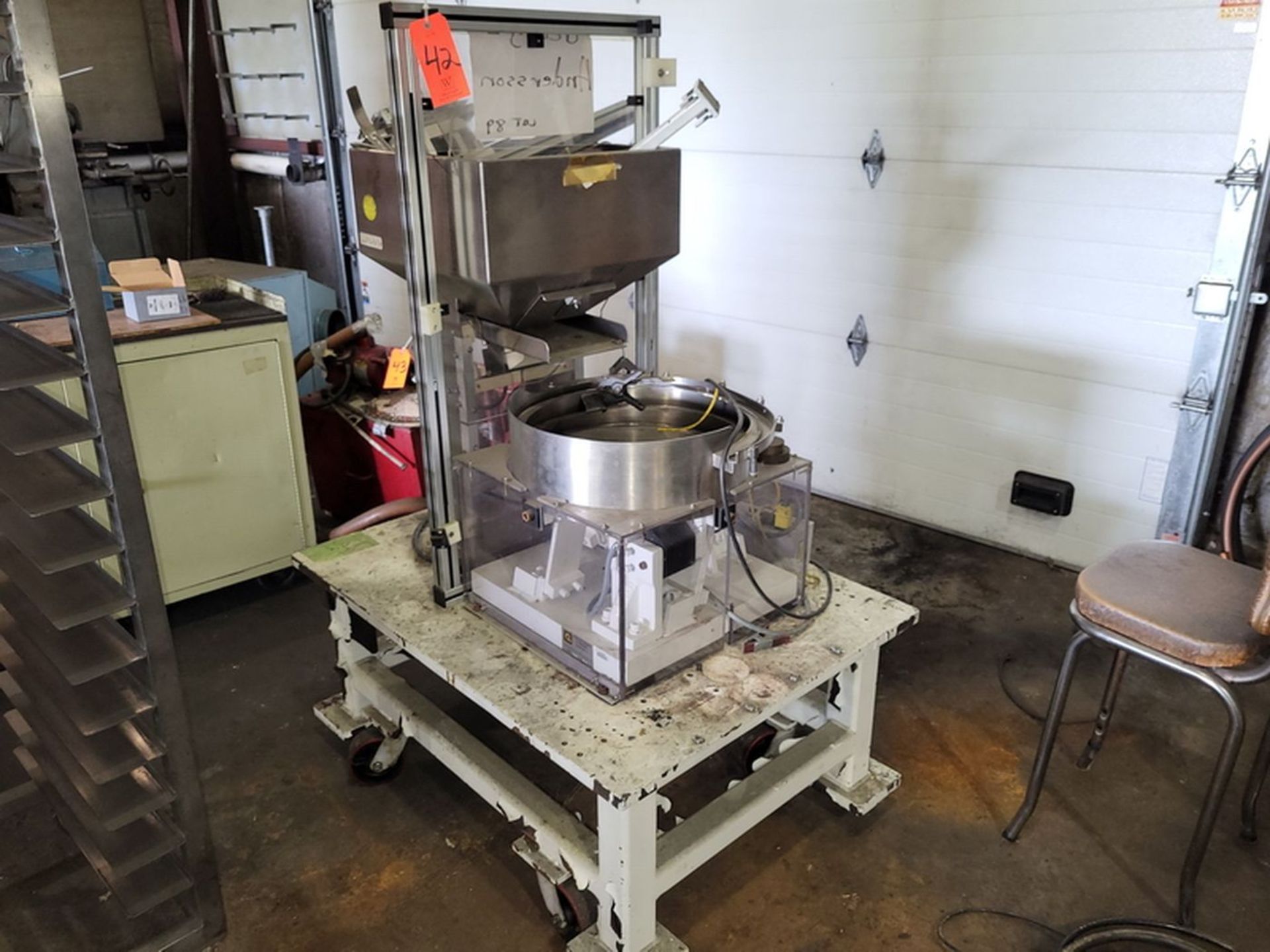 Portable Vibratory Parts Feeder, 18 in. dia.,with Mobile Stand