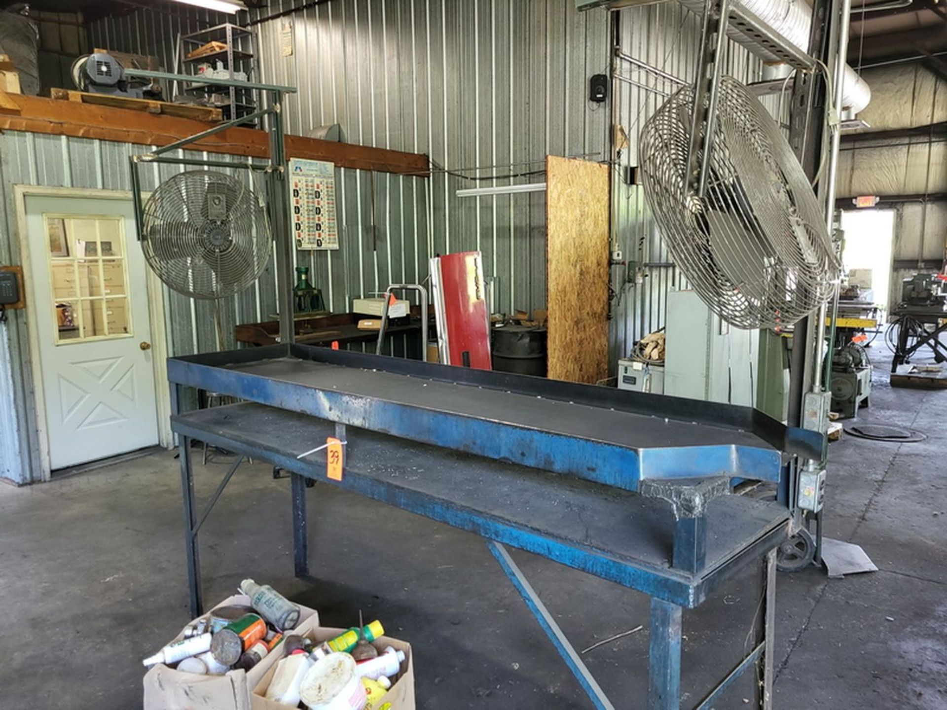 Steel Drying & Sorting Table, with (2) Shop Fans