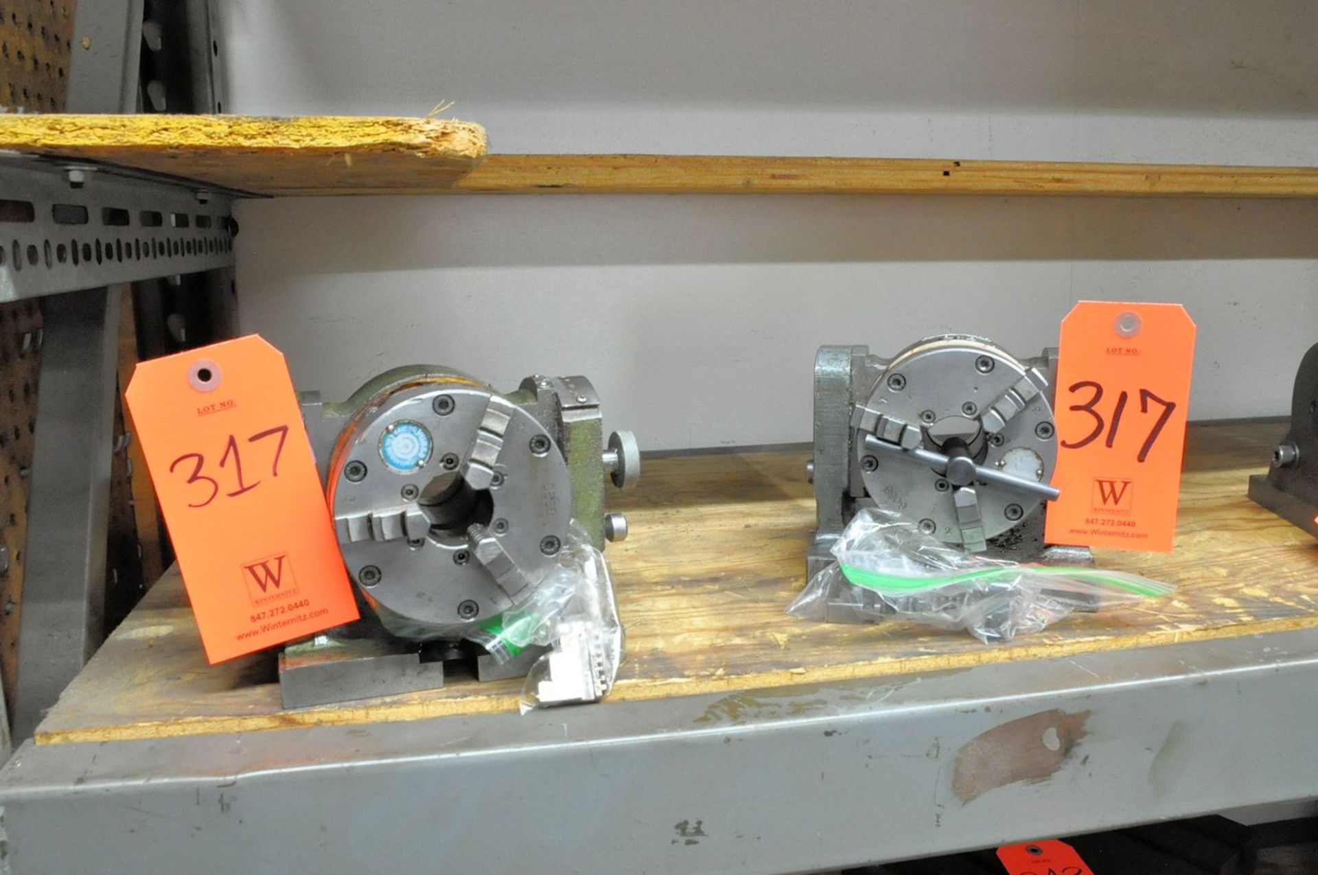 Lot - (2) 5C Collet Indexing Fixtures with 4" 3-Jaw Chuck Attachments