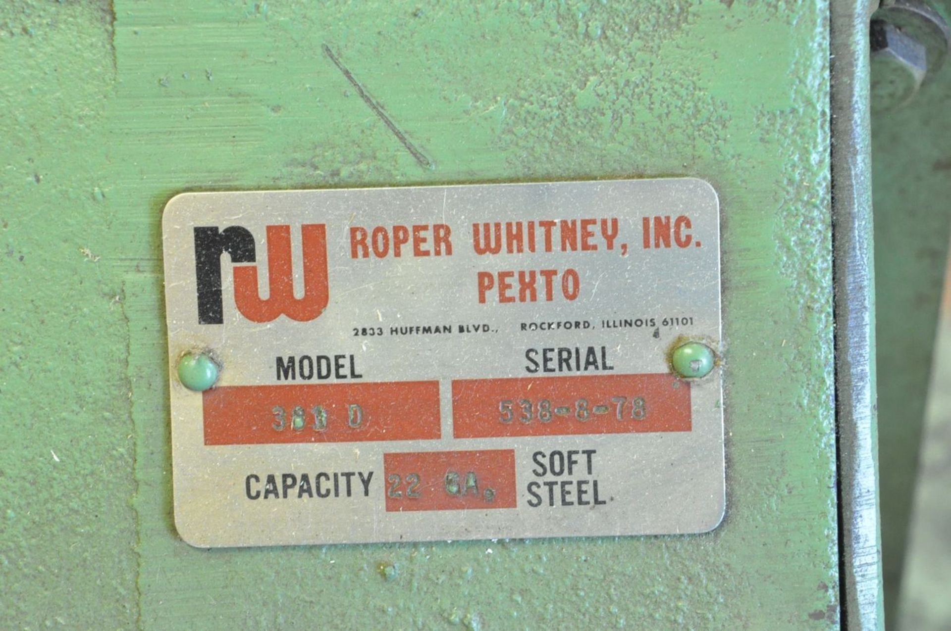 Roper Whitney Model 381D 22 Gauge X 36" Manual Pinch Roll Bender, S/N 538-8-78 - Image 3 of 3