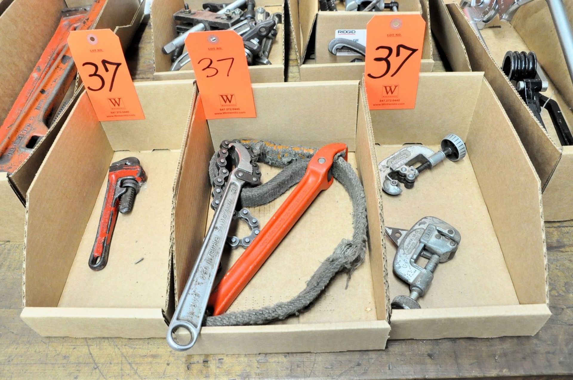 Lot - Pipe Wrenches and Pipe Cutters in (3) Boxes