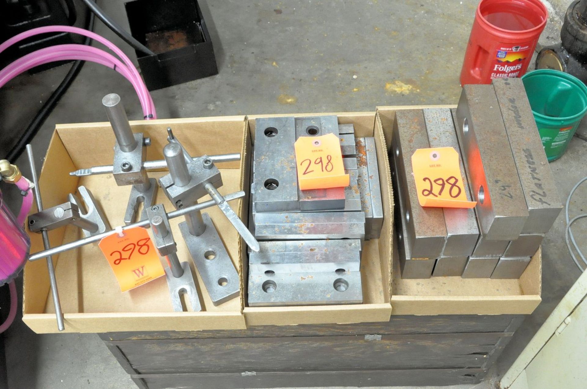 Lot - Steel Machine Vise Jaws in (2) Boxes with Vise Stops in (1) Box