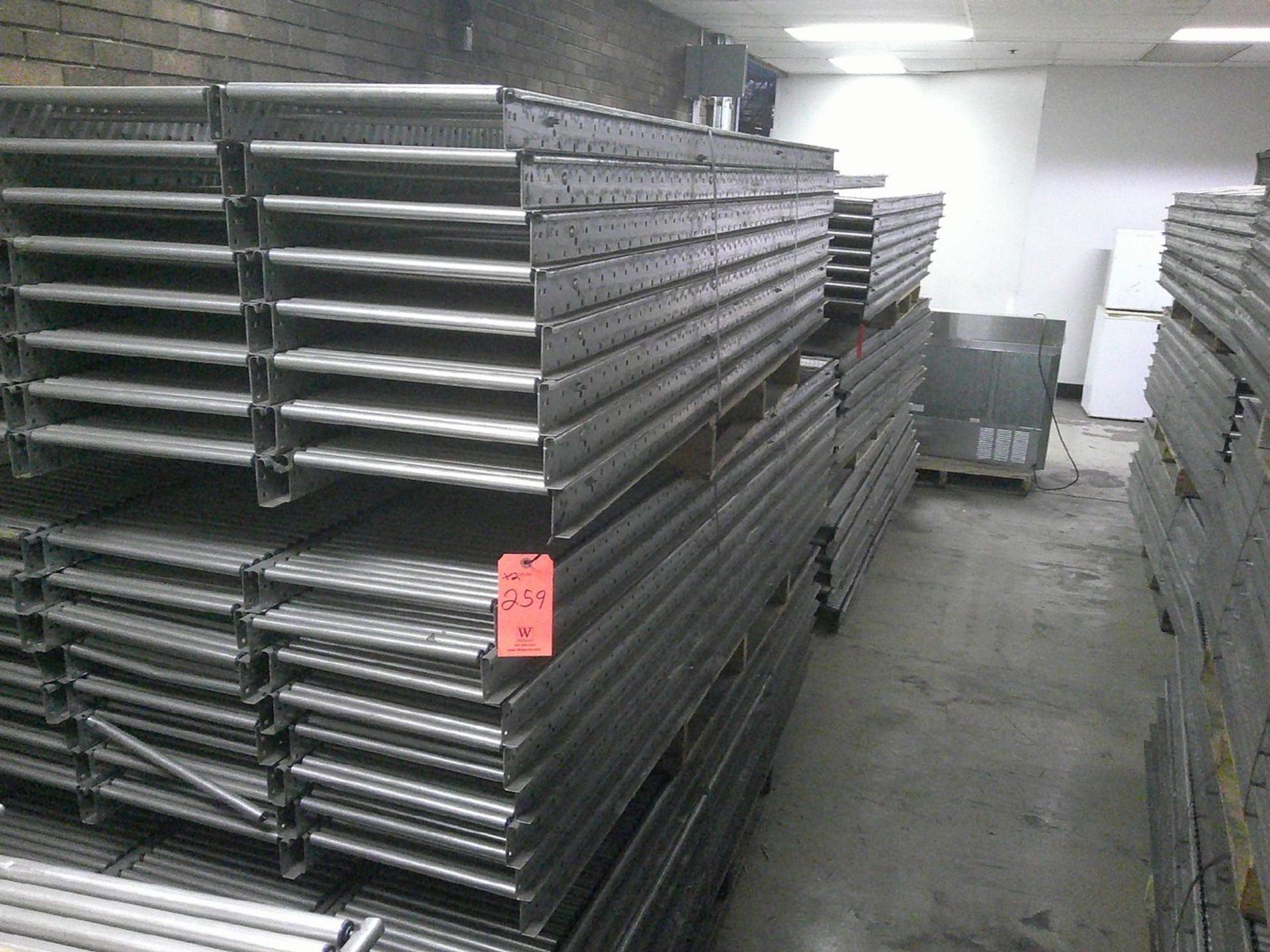 Lot - (2) Pallets of 14 in. wide x 92 in. long Roller Conveyor; approx. (144), 3/4 in. Dia.