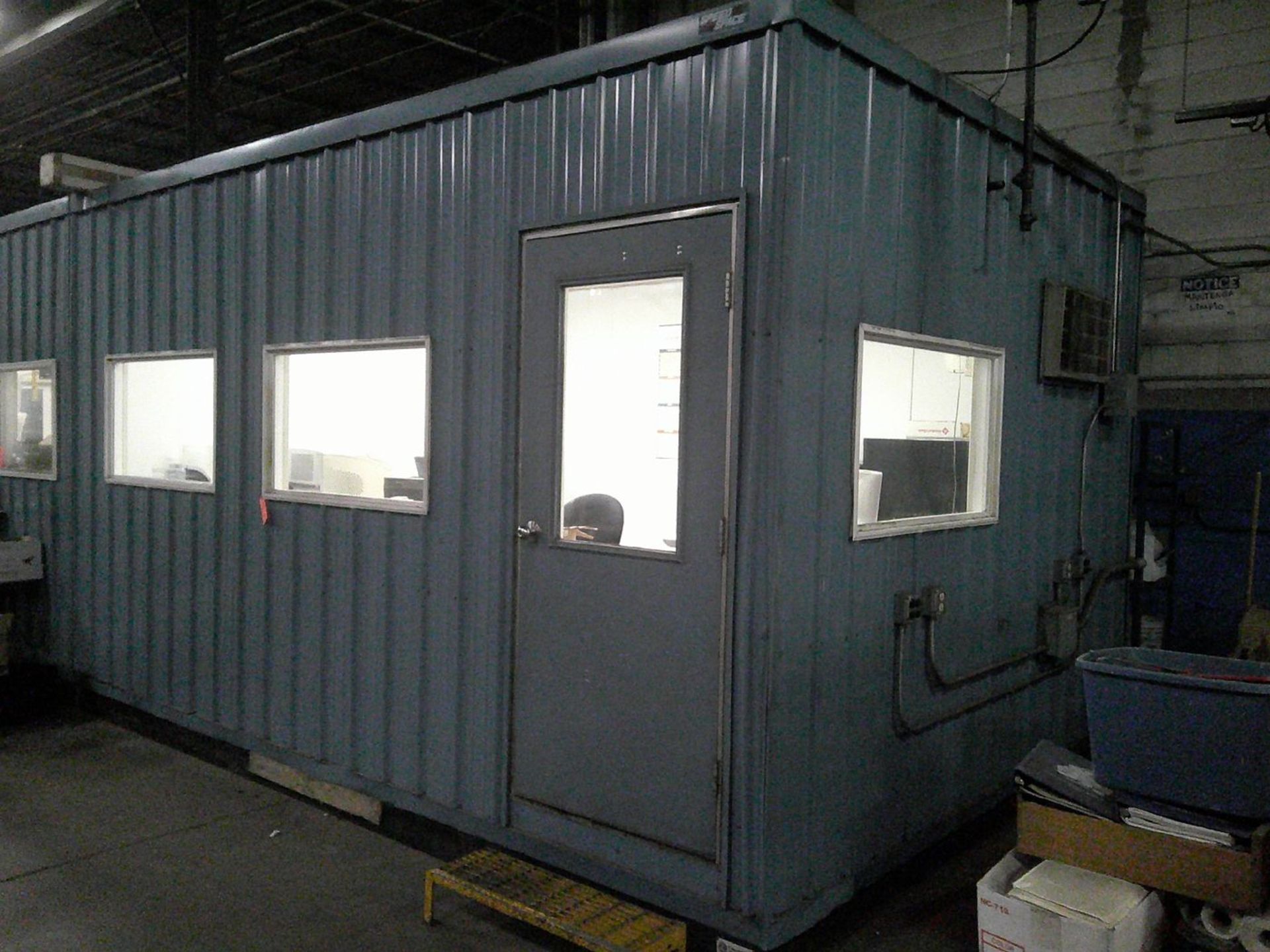 Speed Space 140" x 136" x 114" High Steel Modular Shop Office; with Door, Air Conditioner, Windows