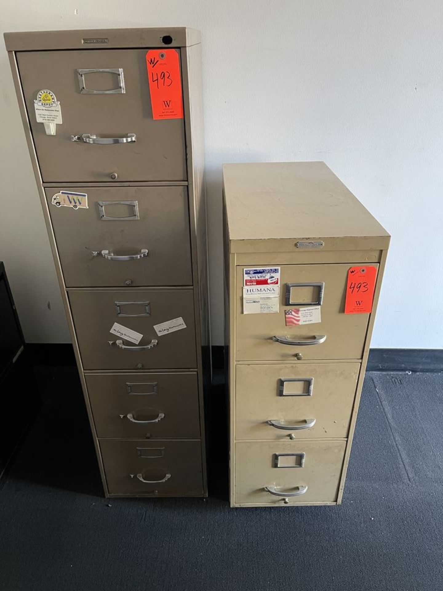 Lot - (4) File Cabinets: (1) 5-Drawer, (1) 3-Drawer, (1) 2-Drawer Lateral and (1) 4-Drawer