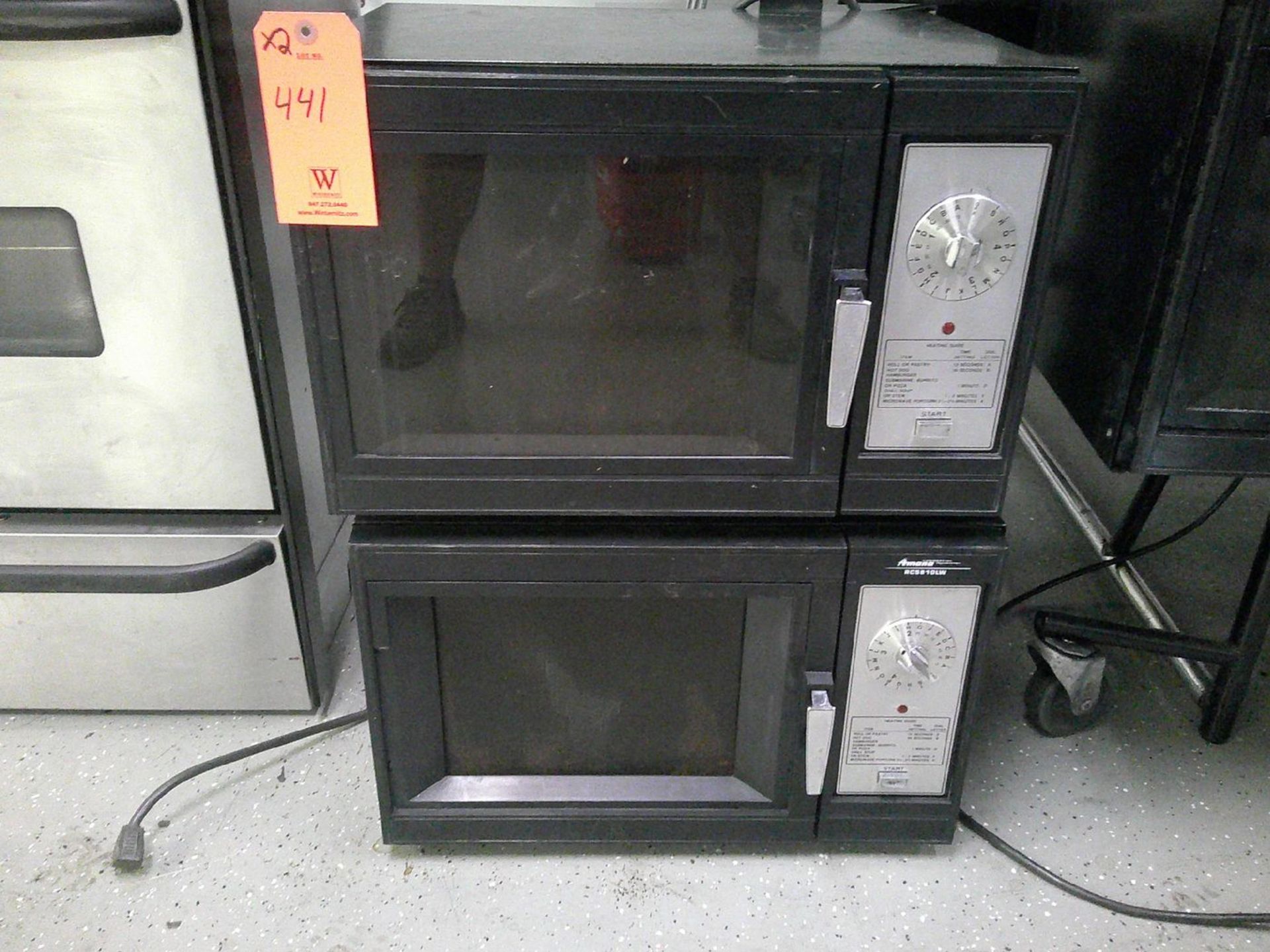 Lot - (2) Amana Model RCS810LW Commercial Microwaves