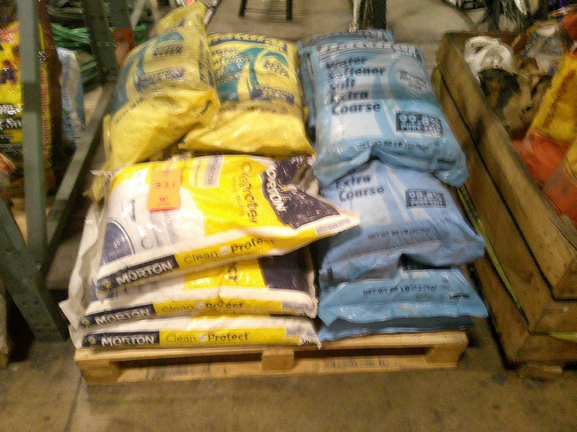 Lot - Assorted Bags of Water Softening Salt (on Pallet)