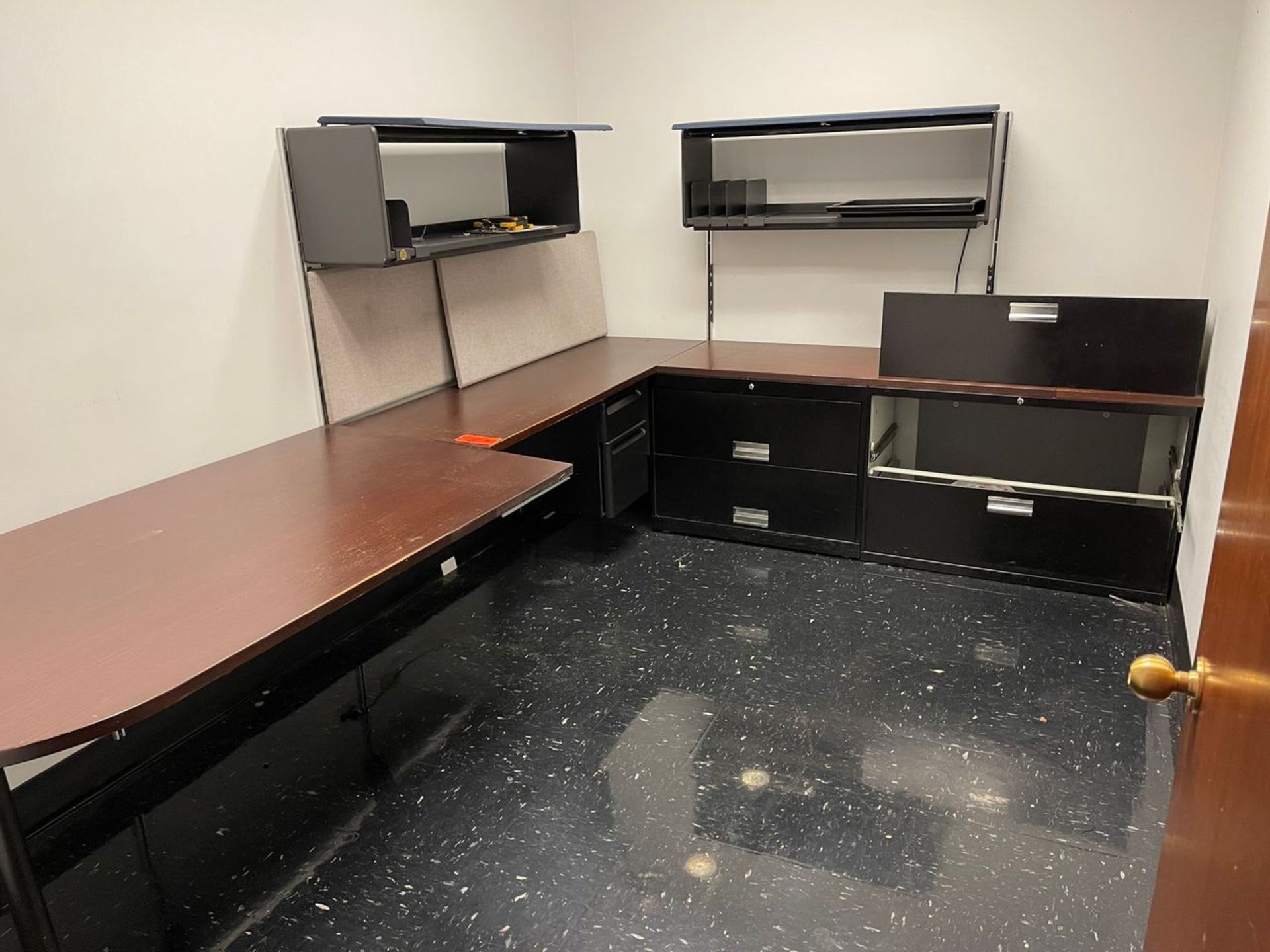 Lot - Modular Office Desk, with File Cabinets, 2-Drawer and 1-Drawer Mounted Horizontal File - Image 2 of 2