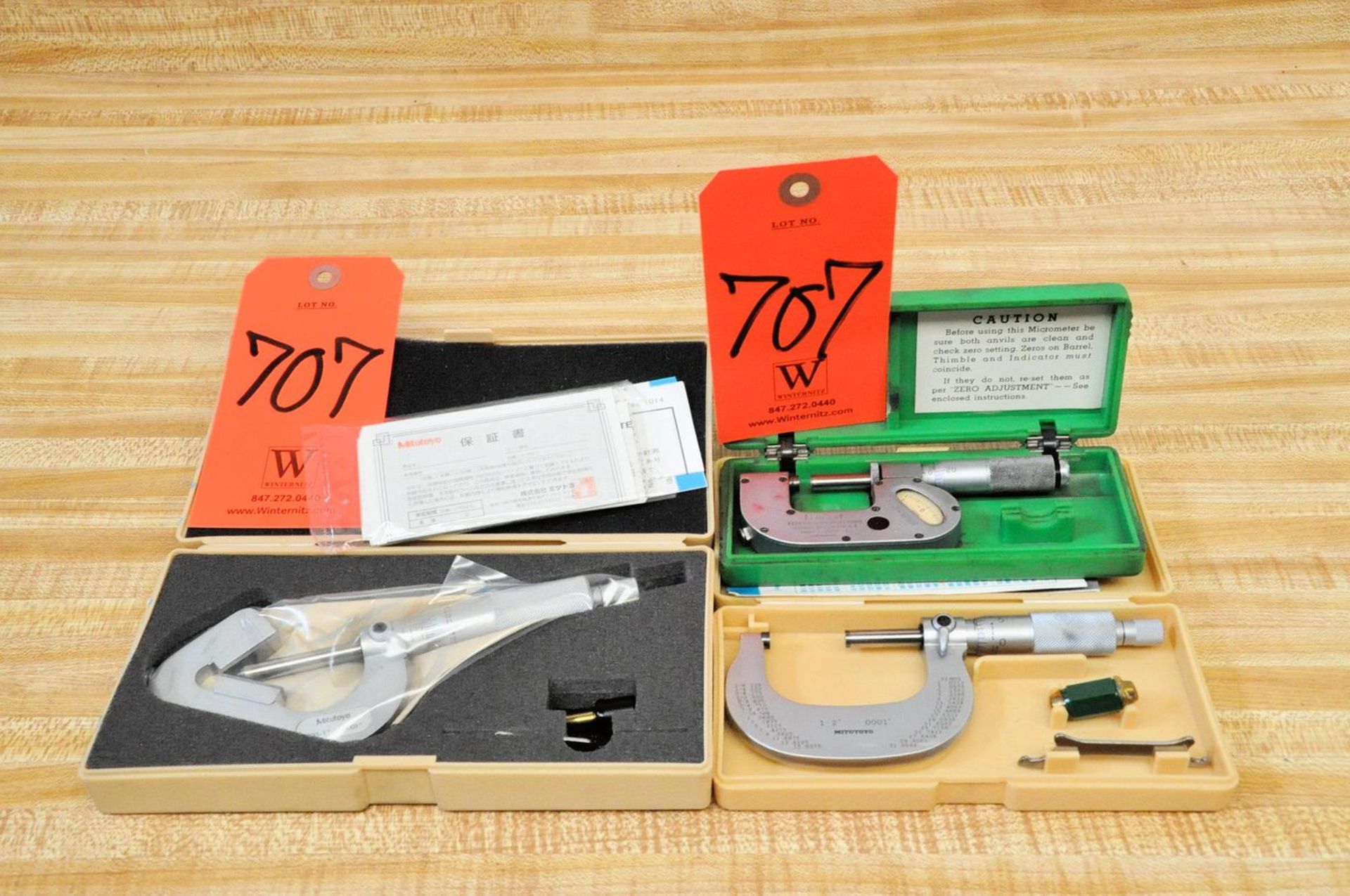 Lot - (3) Micrometers with Cases, Mitutoyo .093" to 1", Mitutoyo 0" to 1" and Federal Mike Master