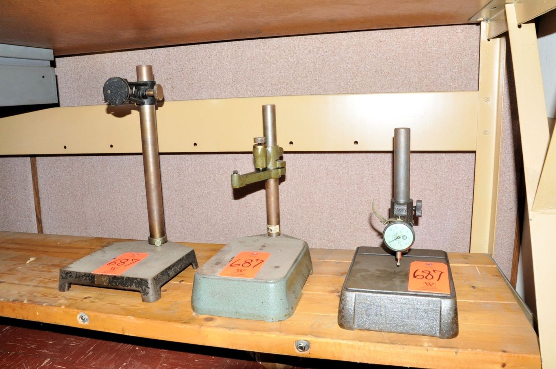 Lot - (3) Indicator Bases, and (1) Dial Indicator
