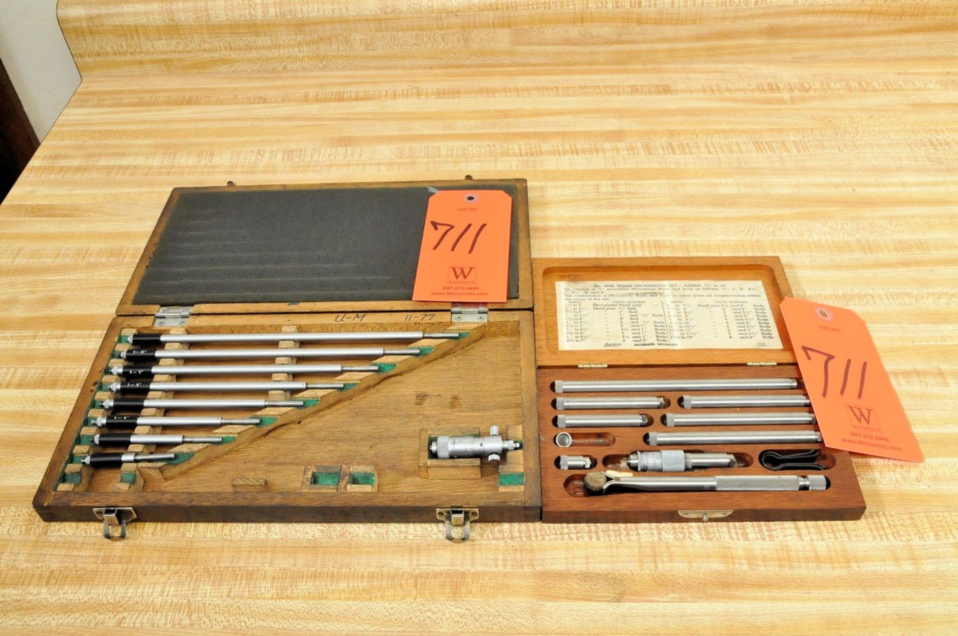 Lufkin 660B 1-1/2" to 12" Inside Micrometer Set with 0" to 11" Inside Micrometer Set with Case