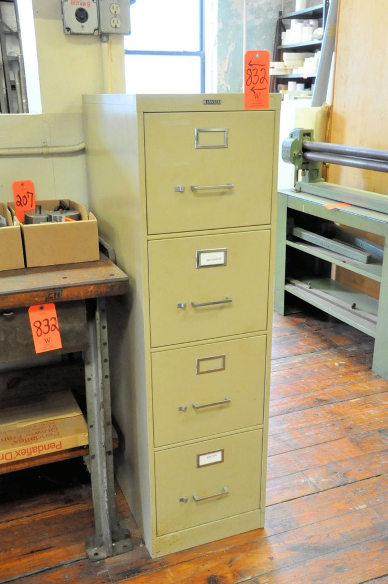 Lot - (2) 6' Benches, (1) 2-Door Tall Supply Cabinet, (2) Short Shop Cabinets, (1) 4-Drawer File - Image 6 of 6