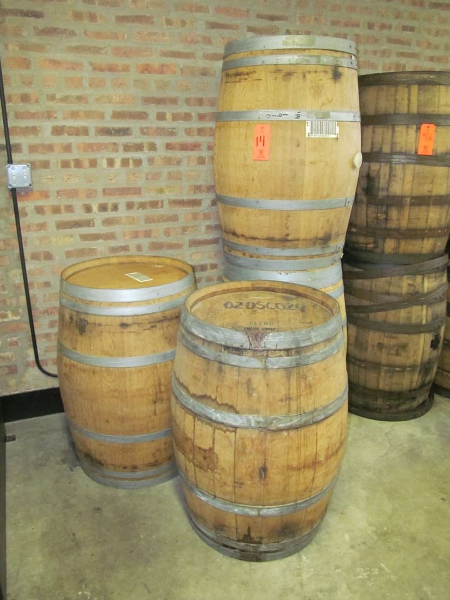 Lot - (4) Wood Oak Barrels; 53-Gallon / 200-Liter Cap. (approx.) (RC-53), Belly Bung Hole
