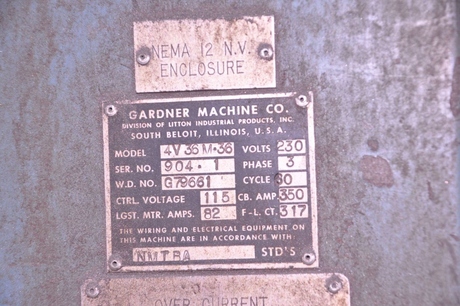 Gardner 36 in. Model 4V36M-36 Tandem Spring Grinder, S/N: 904-1; with Dresser, 25-HP Spindle Motors, - Image 7 of 7